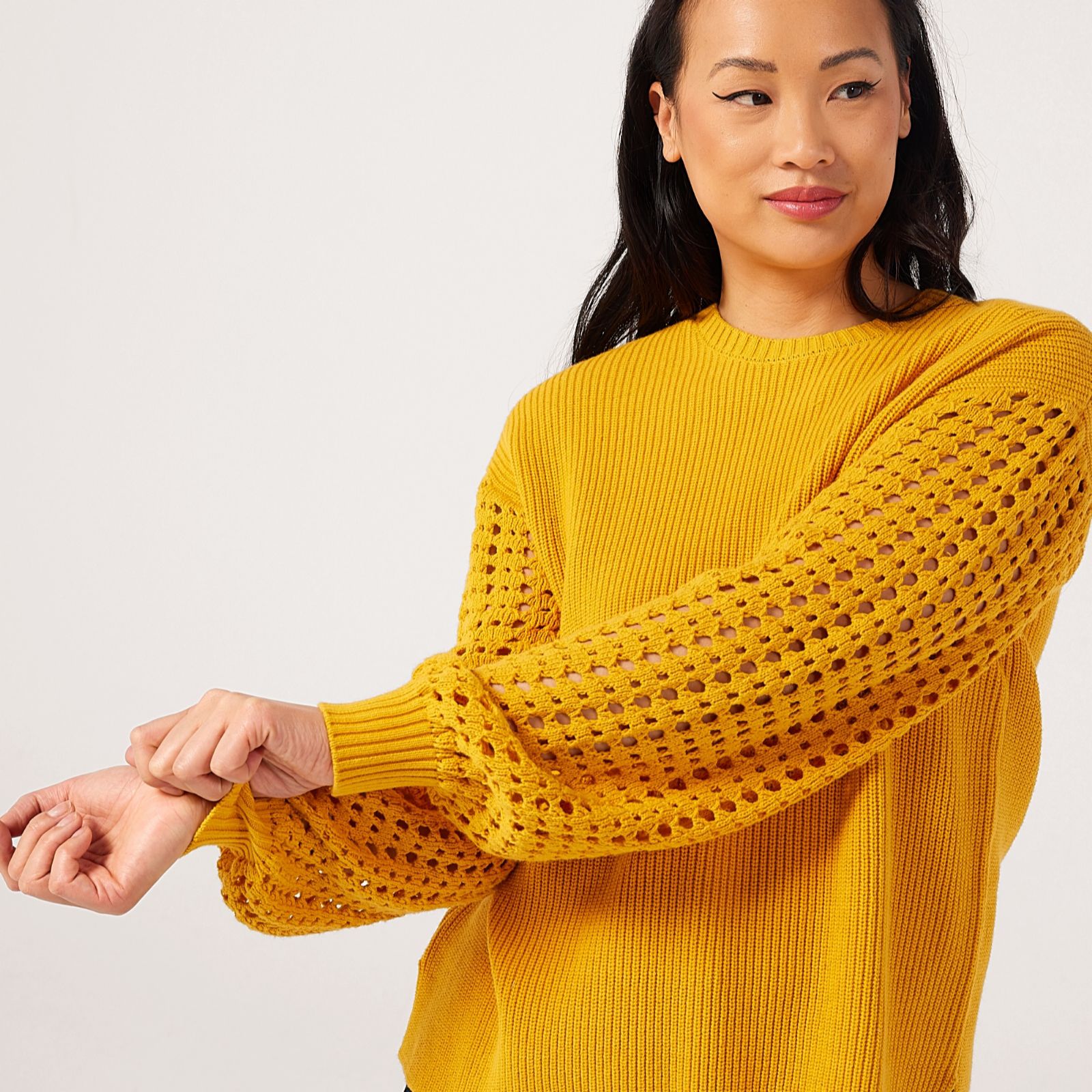 MarlaWynne Collection Softspun Open Stitch Sleeve Jumper