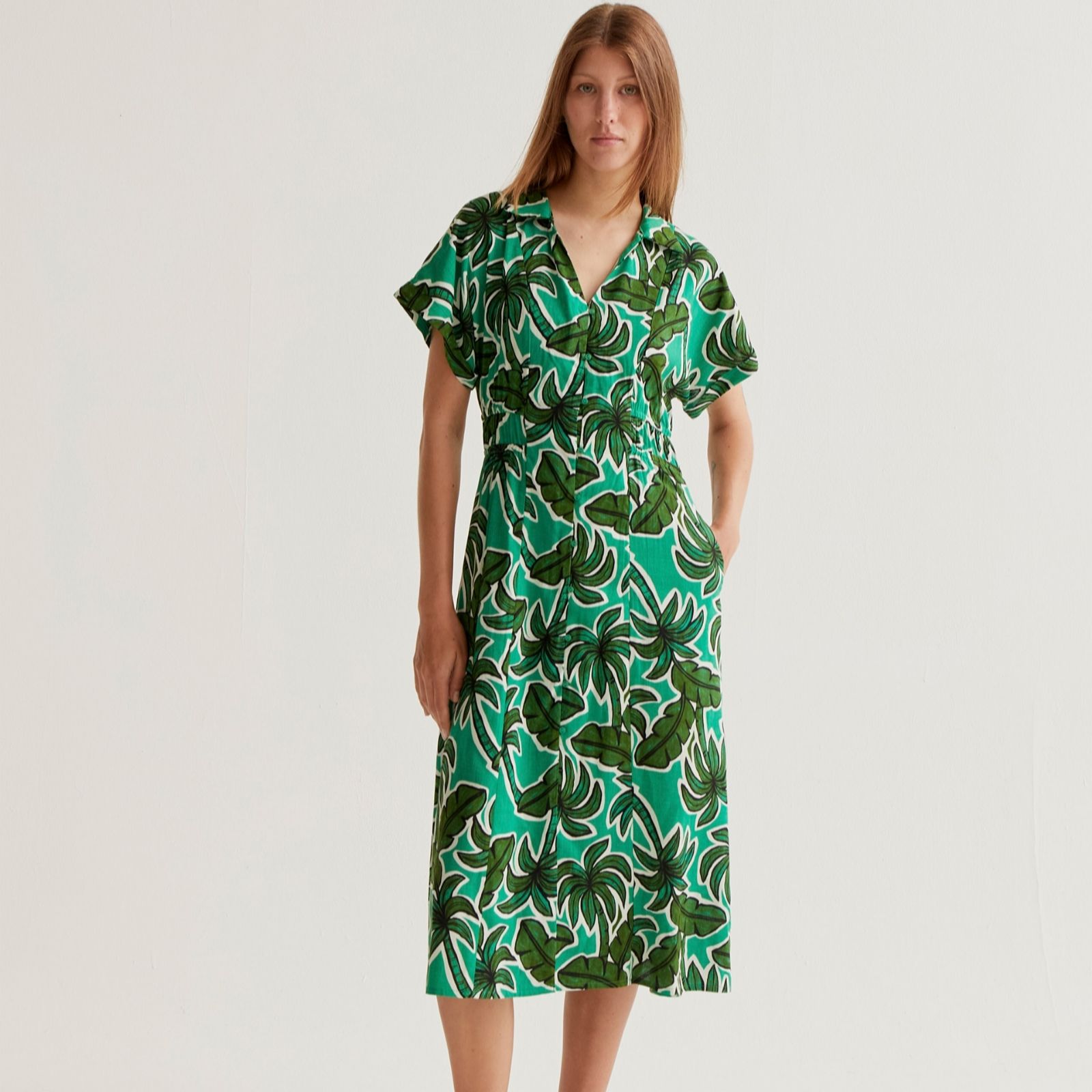 Compania Fantastica Button Down Printed Midi Dress