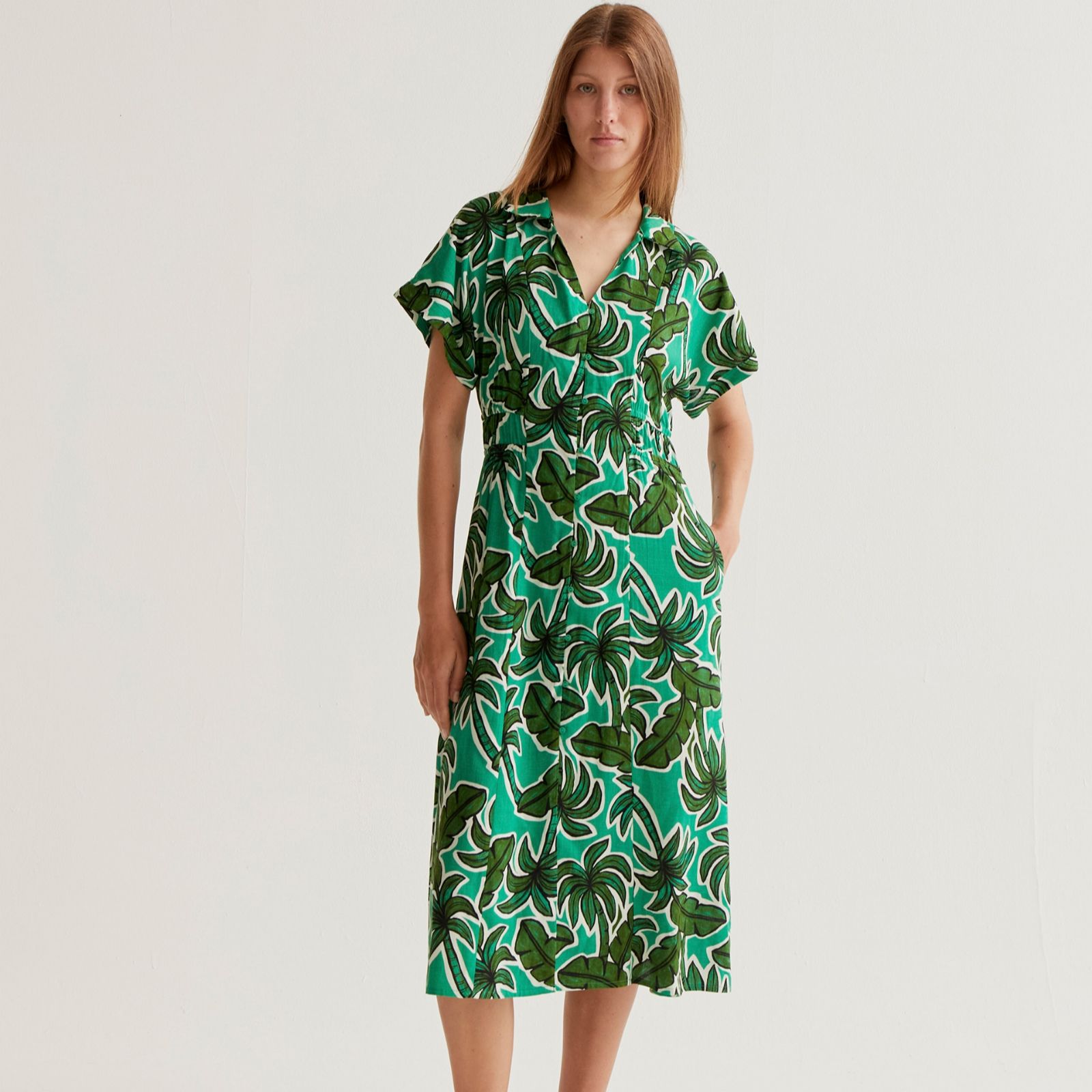 Compania Fantastica Button Down Printed Midi Dress