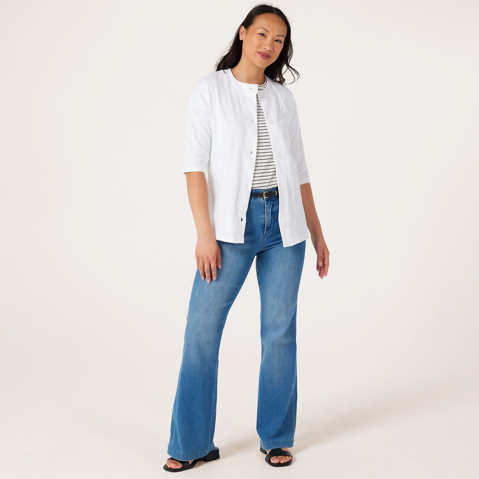 Denim & Co Essentials Textured Knit Button Front Cardigan