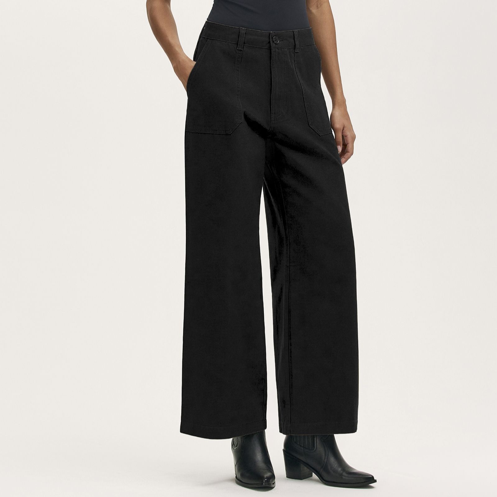 Finery Olive Cotton Canvas Trousers Standard