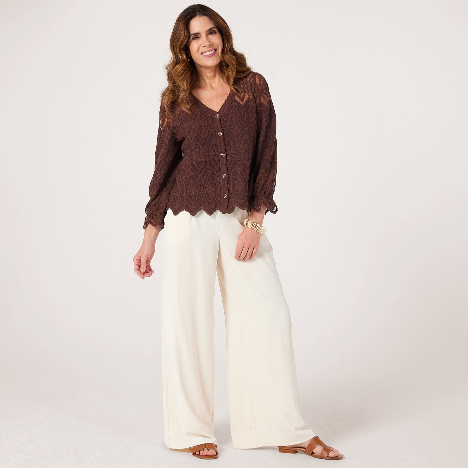 Apricot Diamonds & Tiles Embroidered Shirt