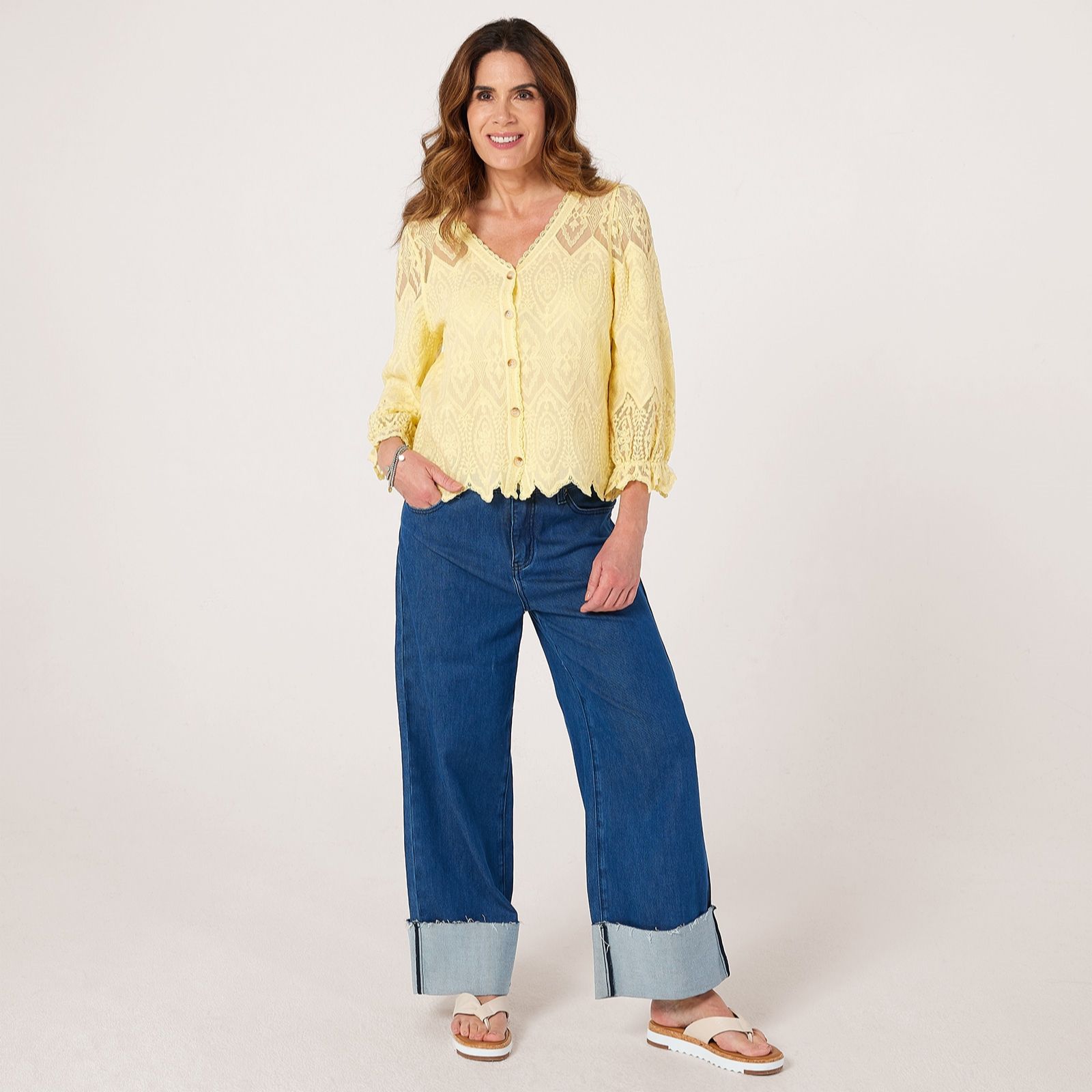 Apricot Diamonds & Tiles Embroidered Shirt