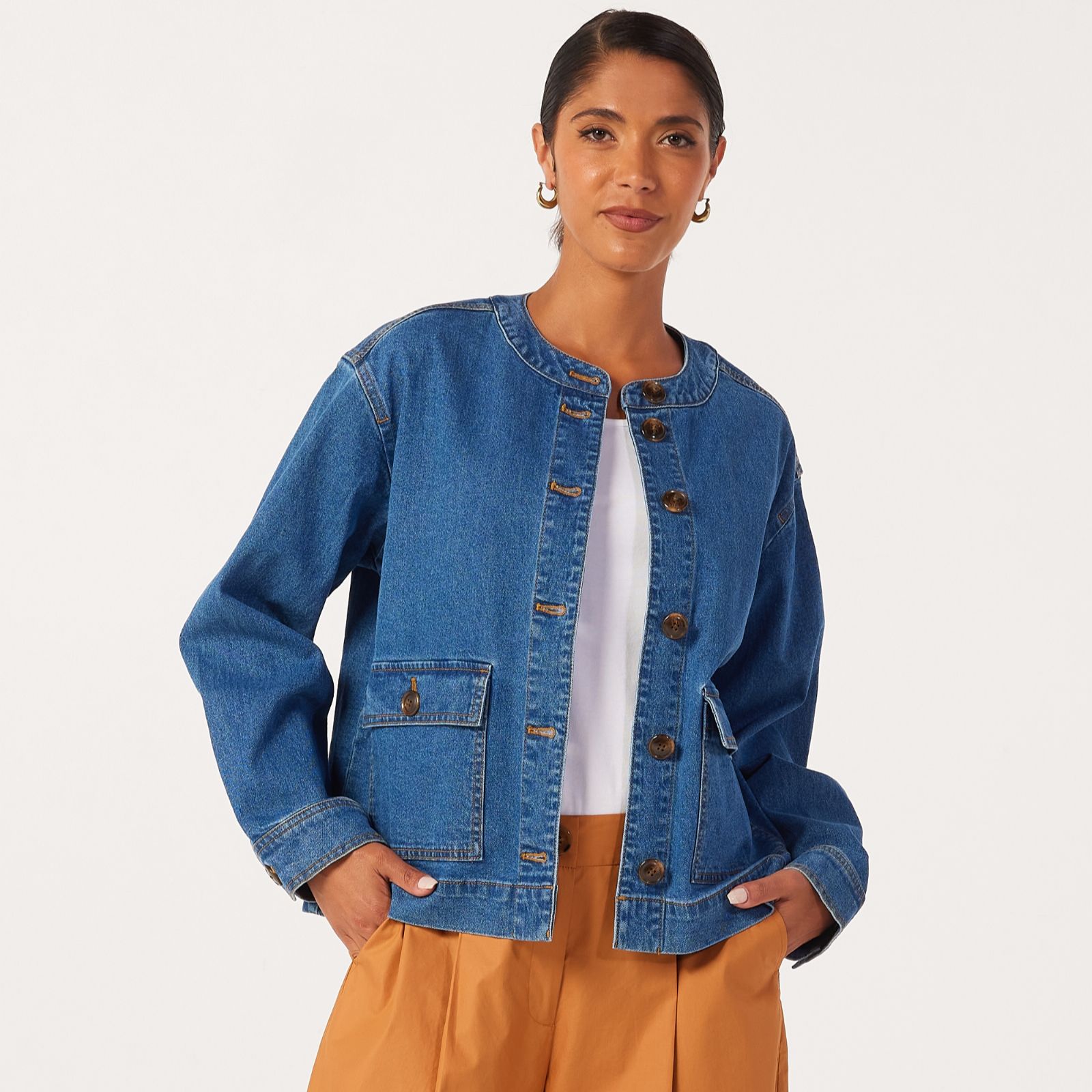 Ben de Lisi Nehru Collar Denim Jacket