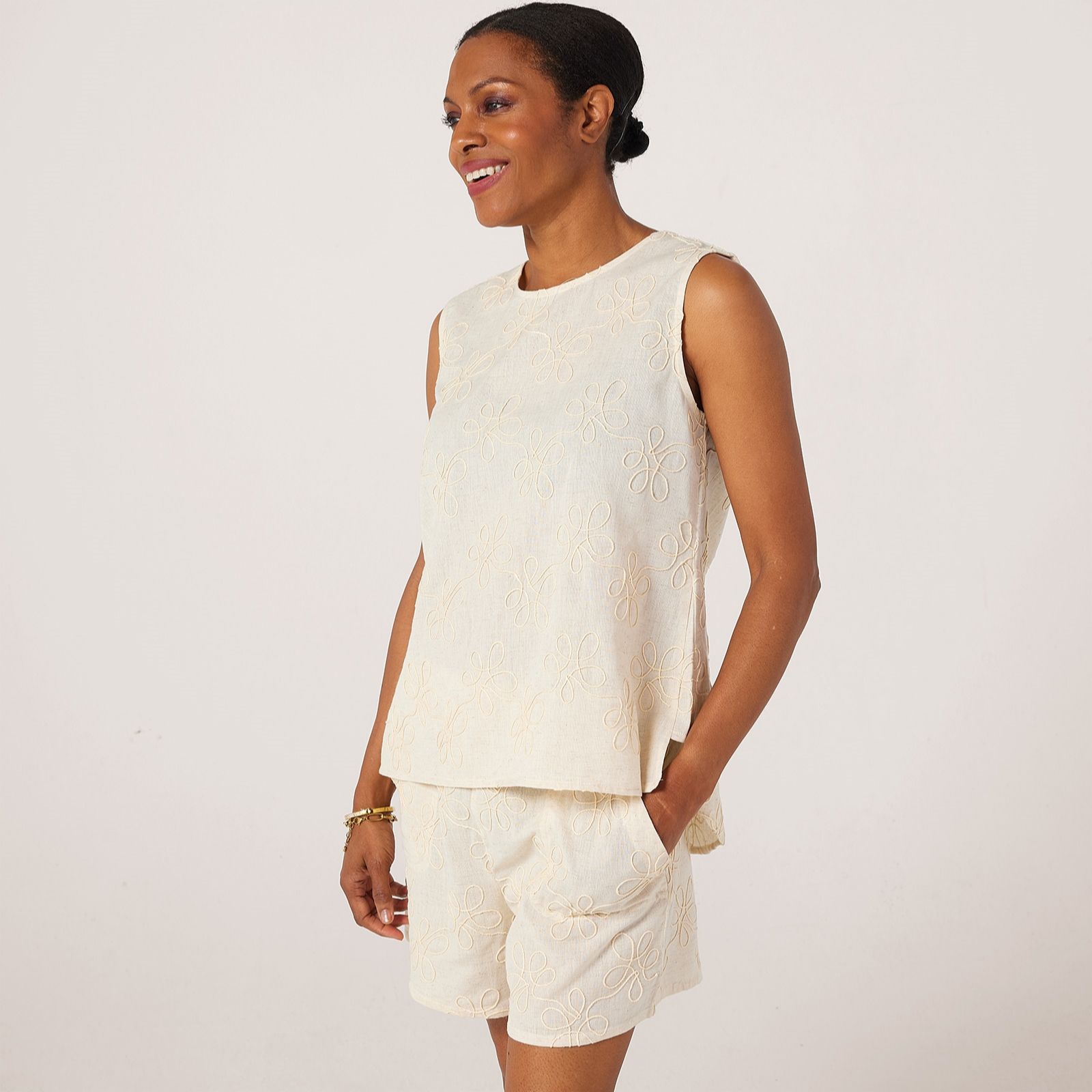 Izabel London Sleeveless Embroidered Top