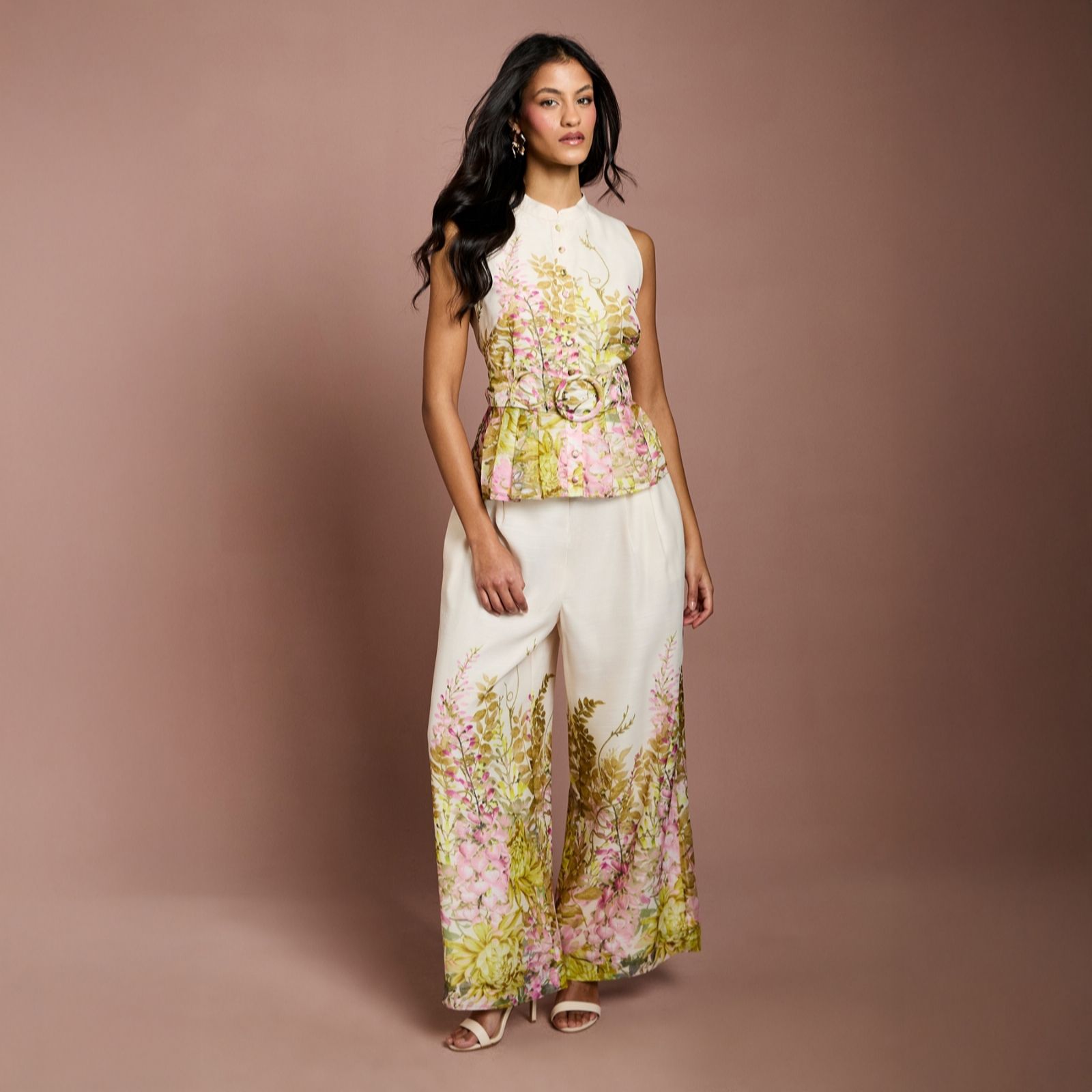  Coast Floral Placement Print Wide Leg Trouser Petite