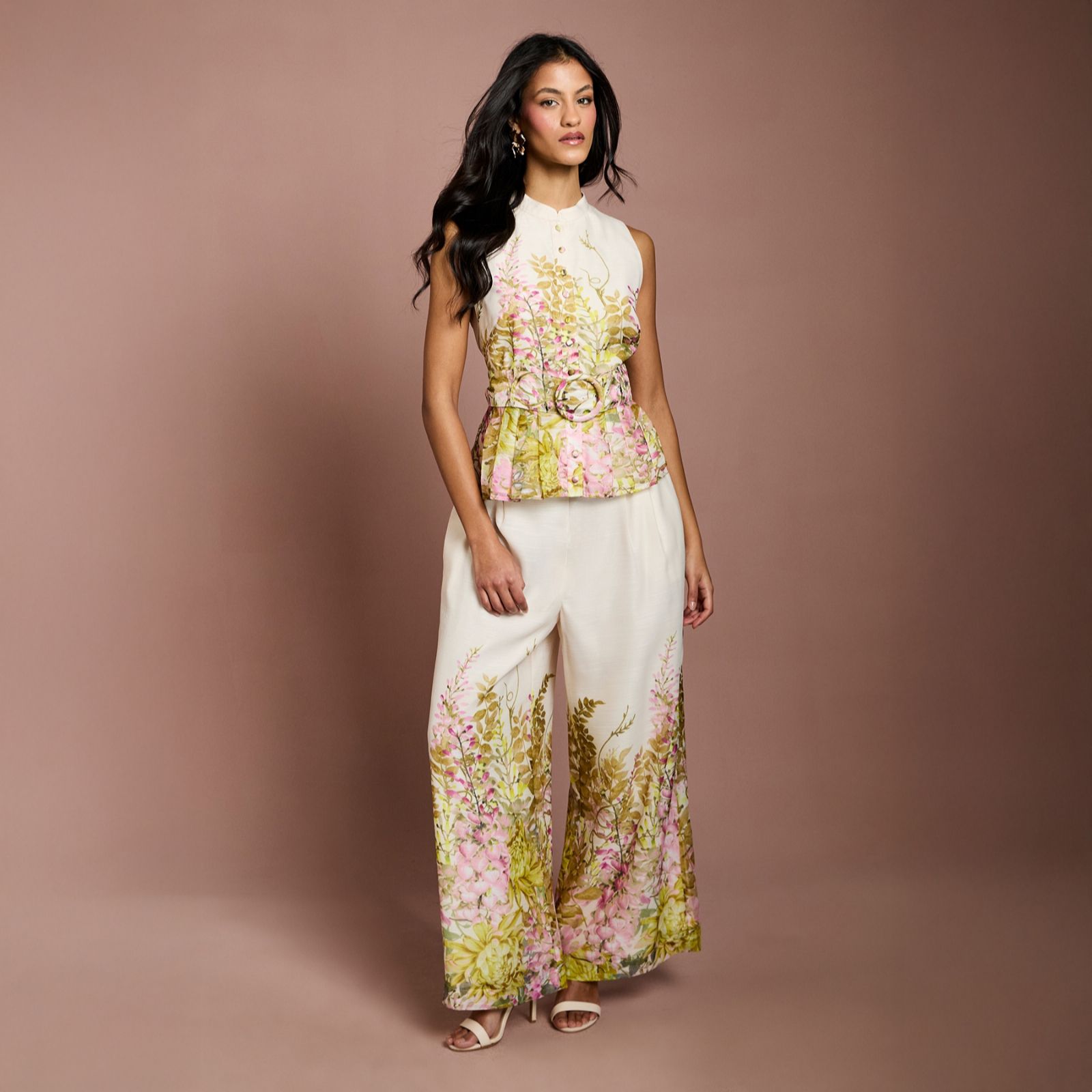 Coast Floral Placement Print Wide Leg Trouser Petite