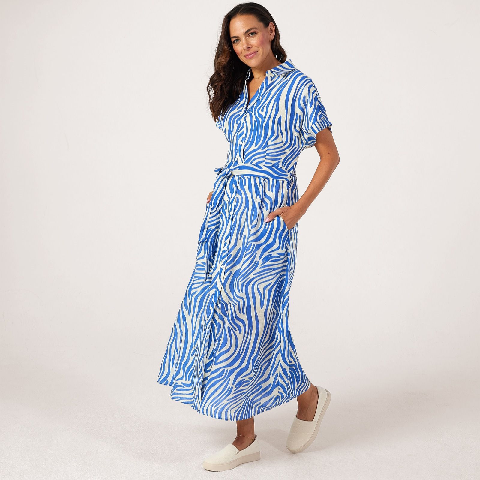 Izabel London Zebra Print Tie Waist Dress