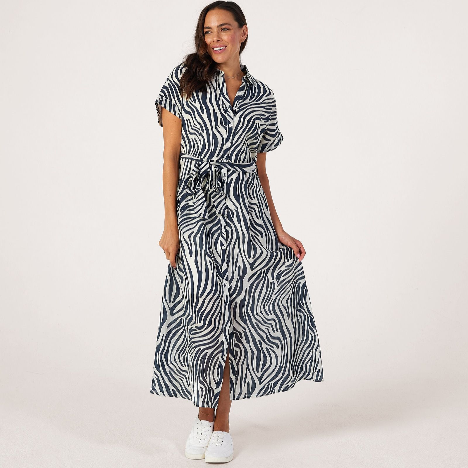 Izabel London Zebra Print Tie Waist Dress