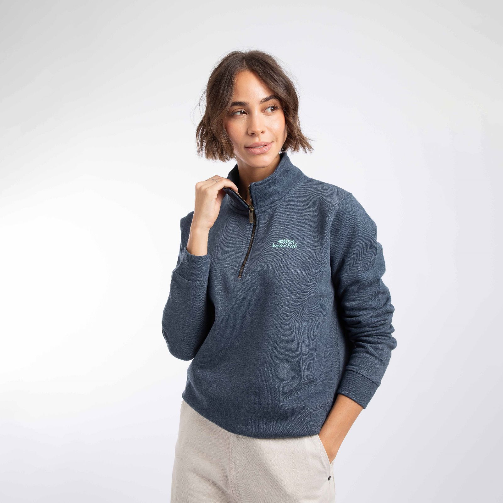Weird Fish Avery Branded Quarter Zip Sweat
