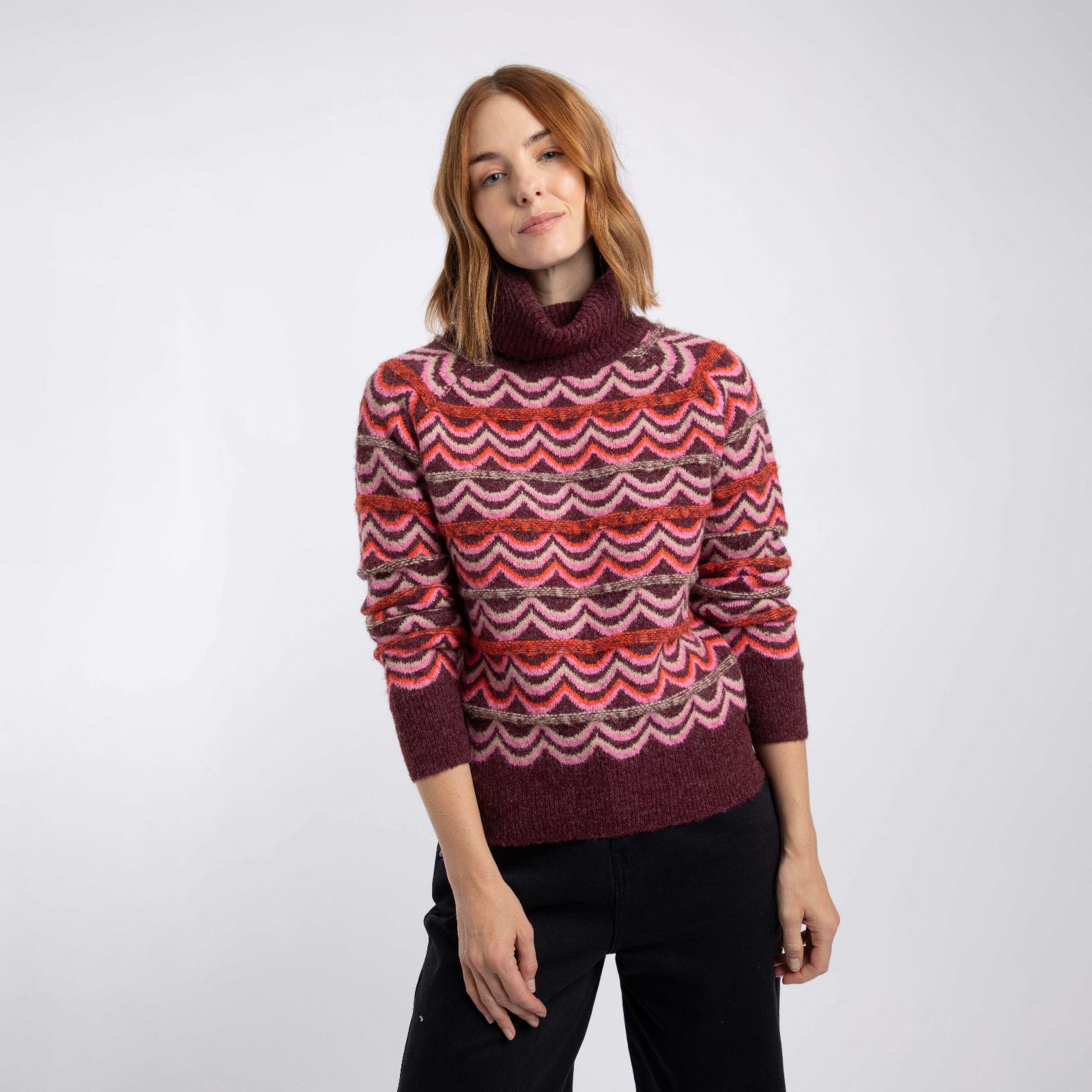 Weird Fish Dandi Patterned Roll Neck Jumper