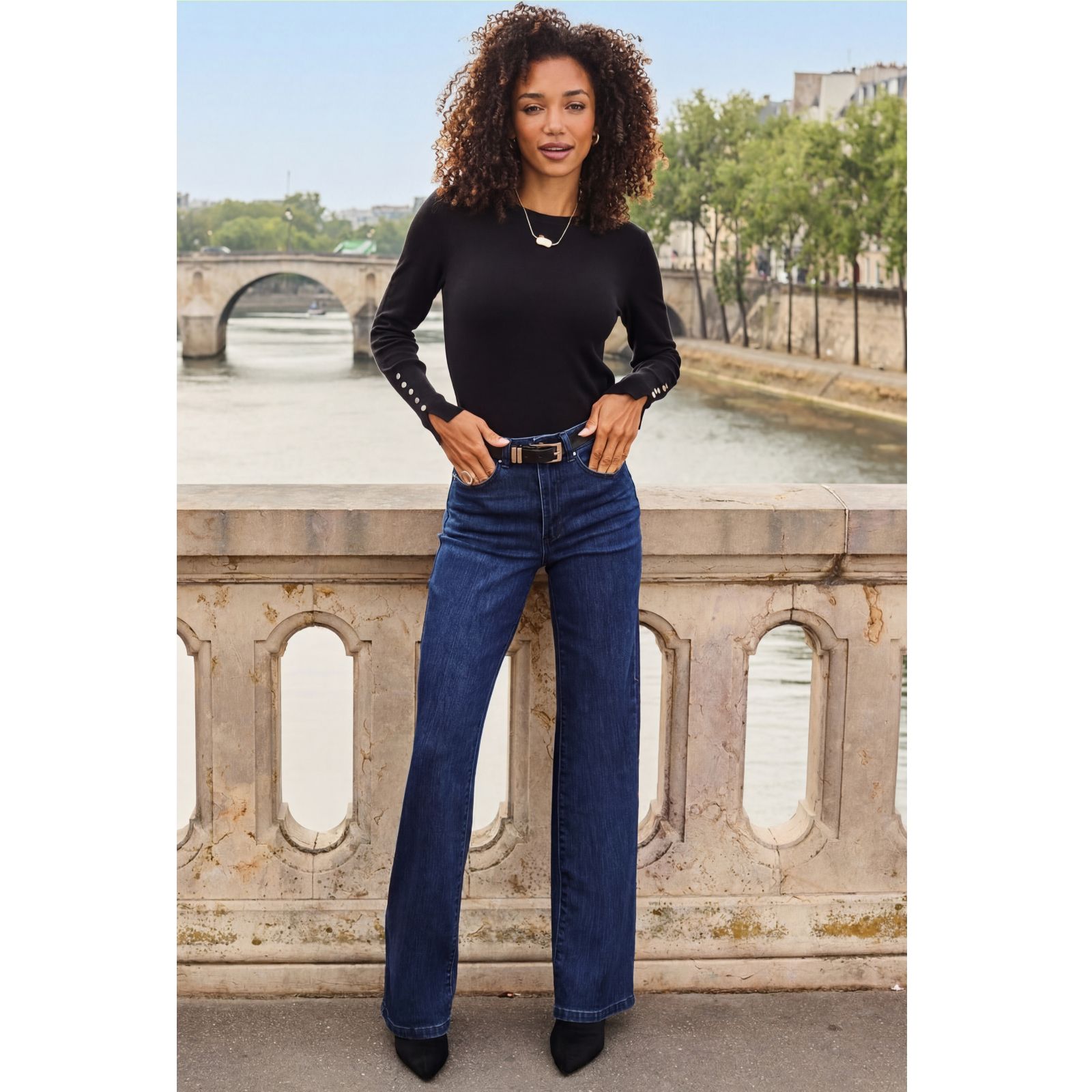 Sosandar Denim Wide Leg Jean