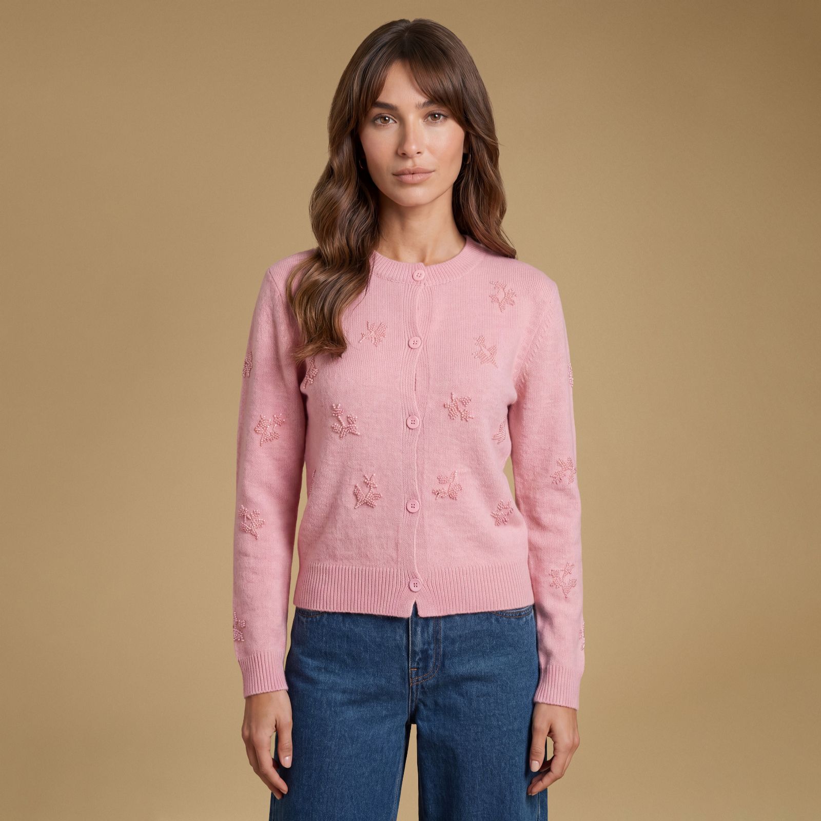 Oasis Embroidered Floral Crew Neck Cardigan