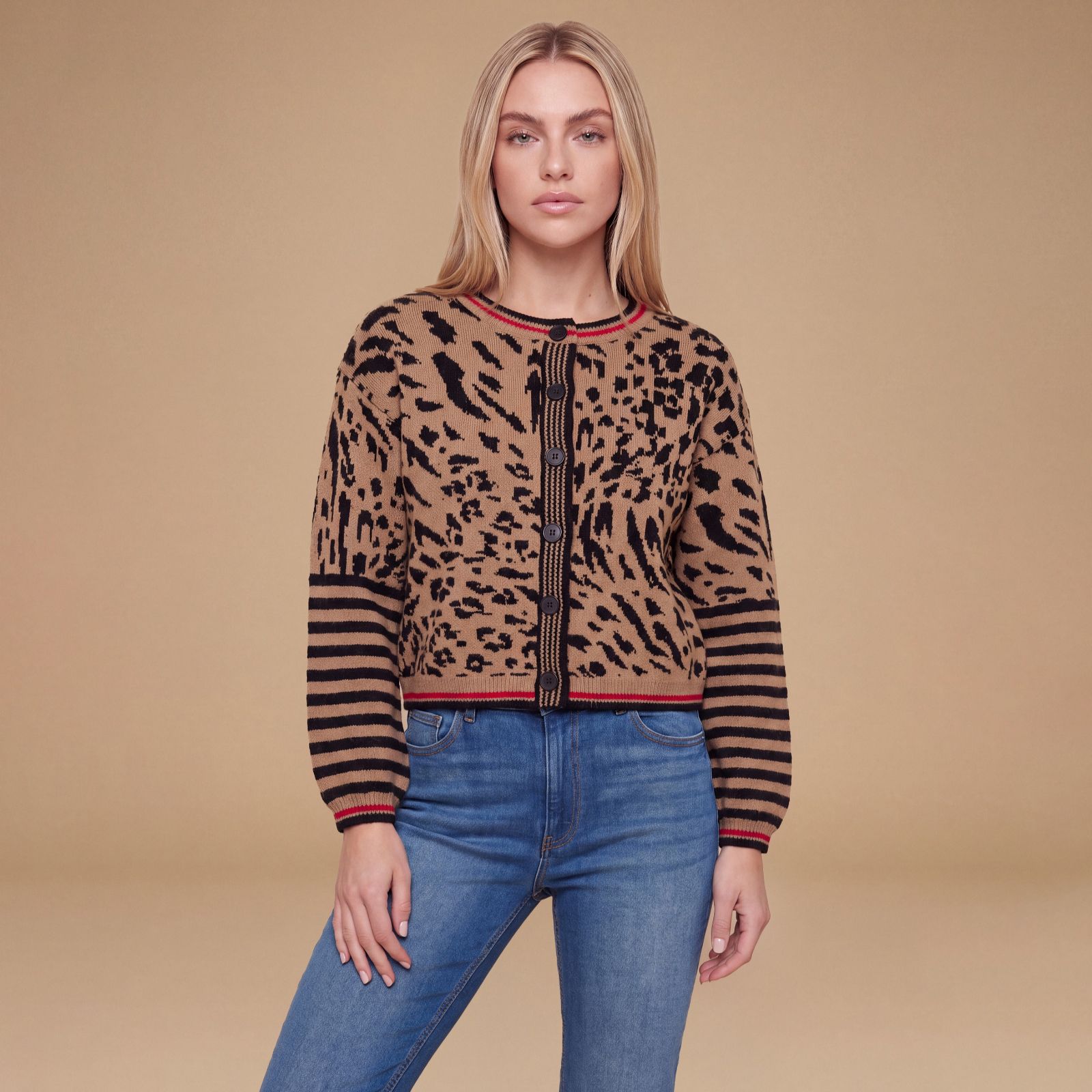 Dorothy Perkins Animal Button Up Crew Neck Cardigan