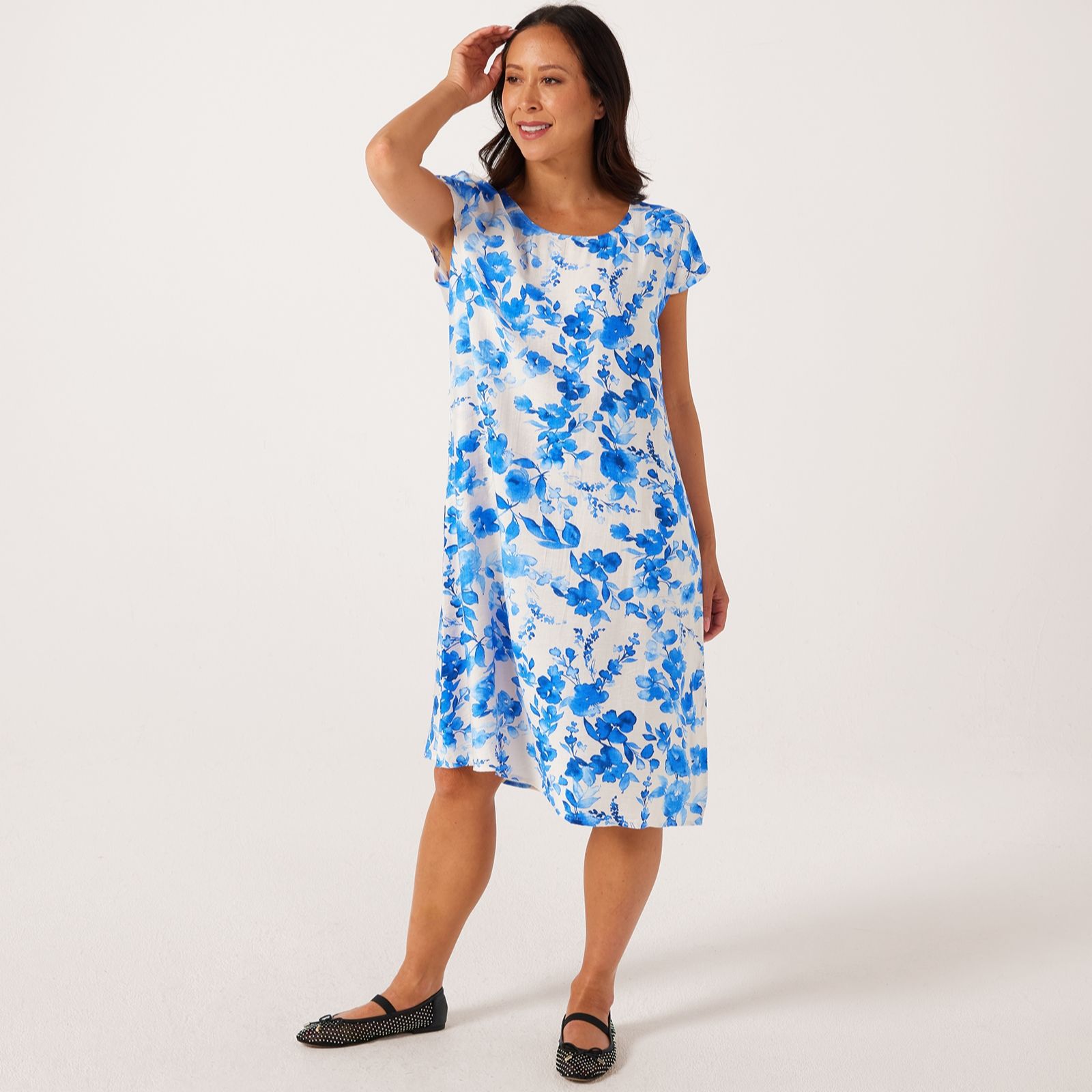 Frank Usher Floral Round Neck Printed Woven Dress