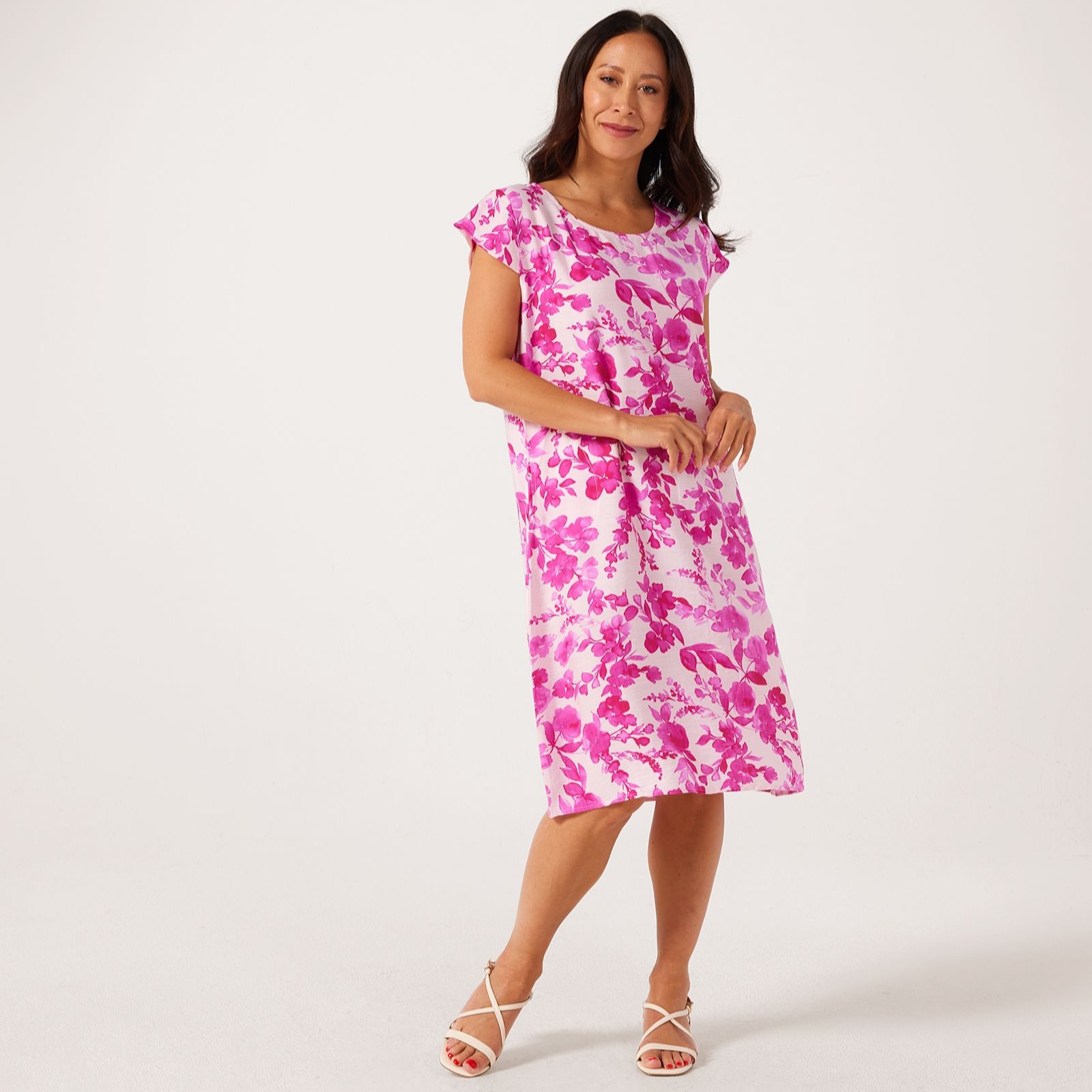 Frank Usher Floral Round Neck Printed Woven Dress
