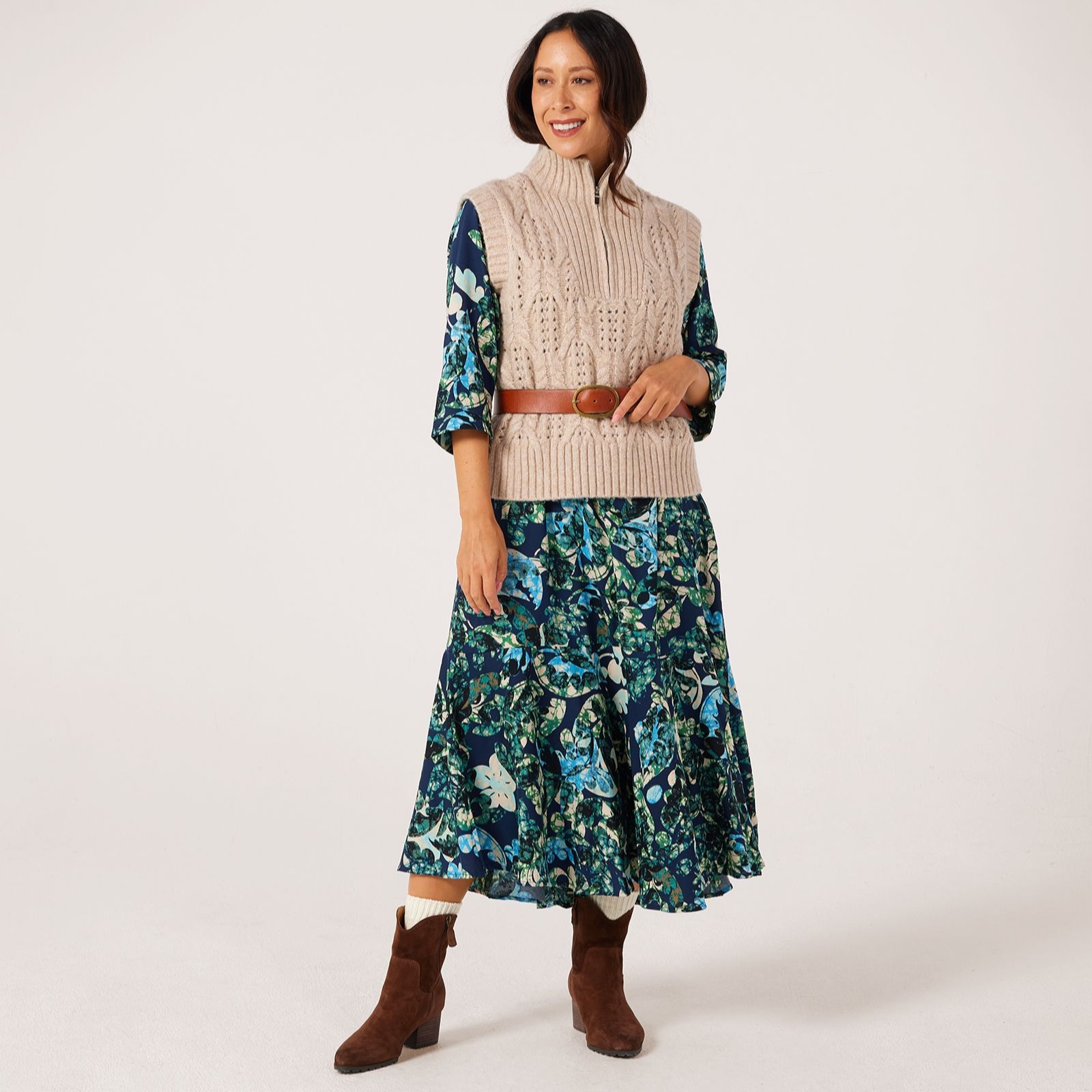 Masai Copenhagen Nimuene Printed Classic Viscose 3/4 Sleeve Dress