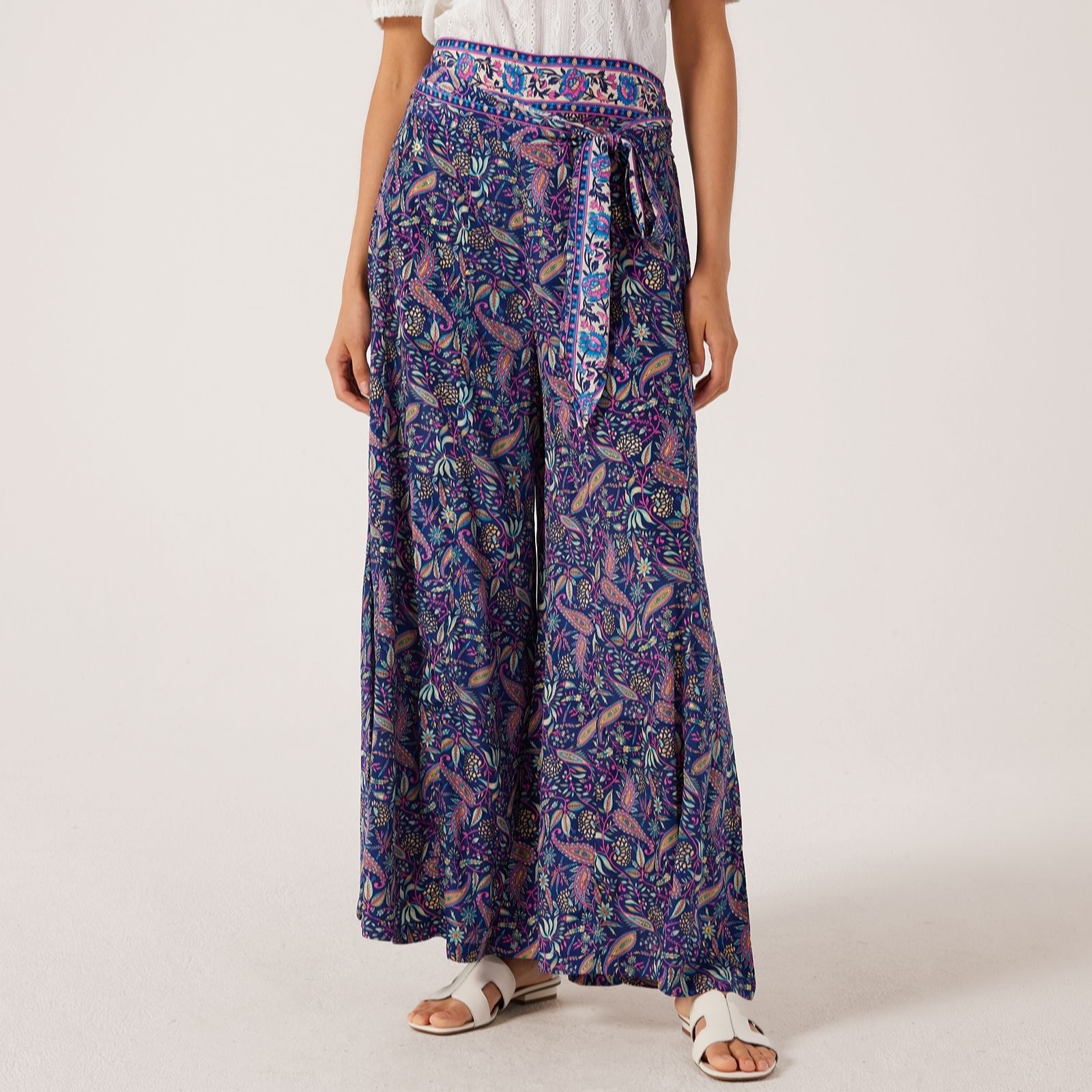 Izabel London Printed Wide Palazzo Trousers