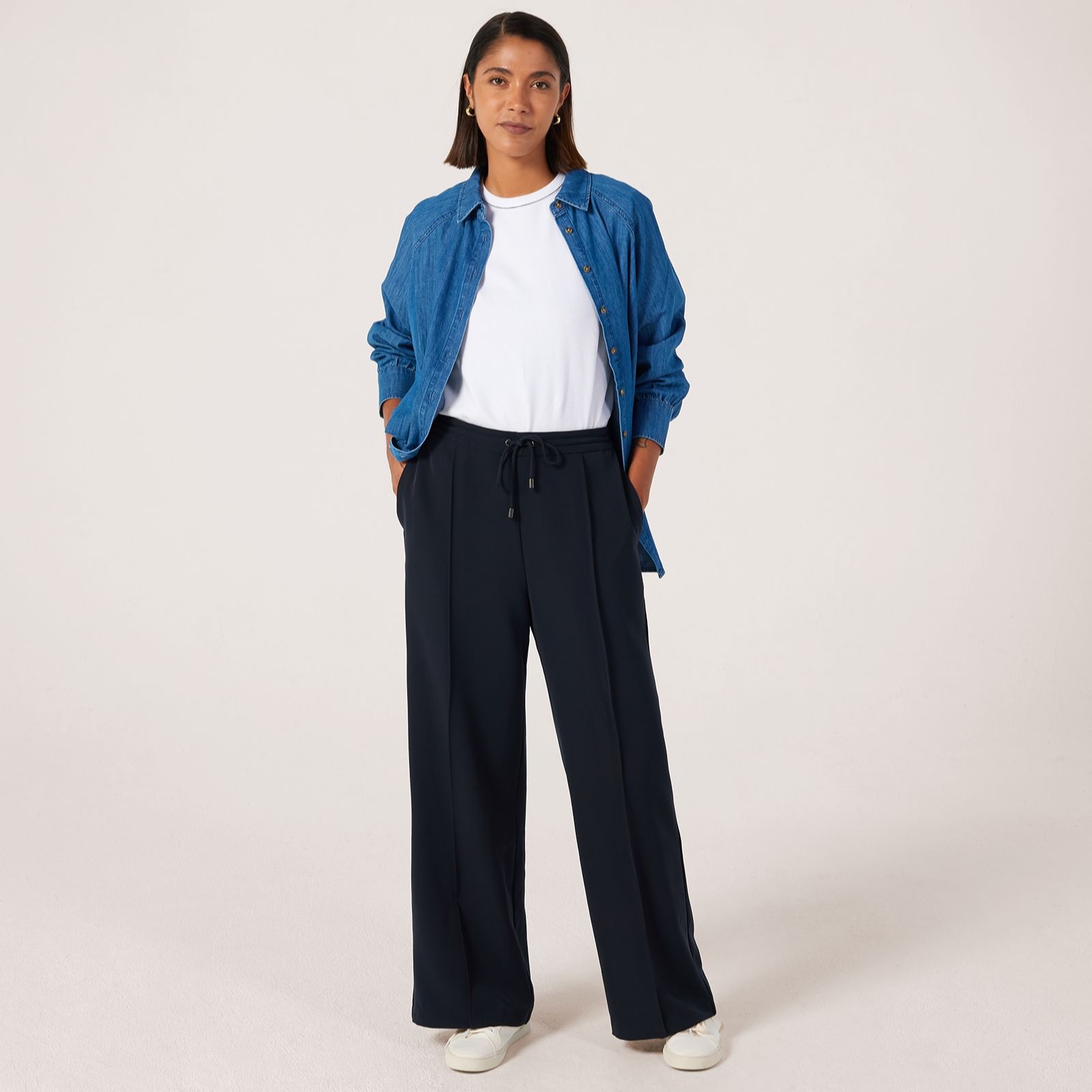 Ben De Lisi Wide Leg Piped Trouser Petite
