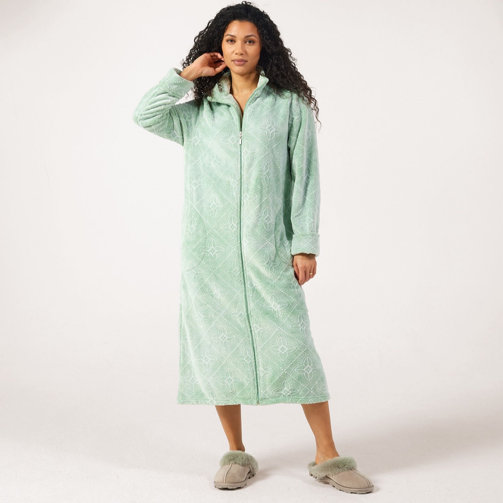 Carole Hochman Burnout Silky Plush Zip Robe