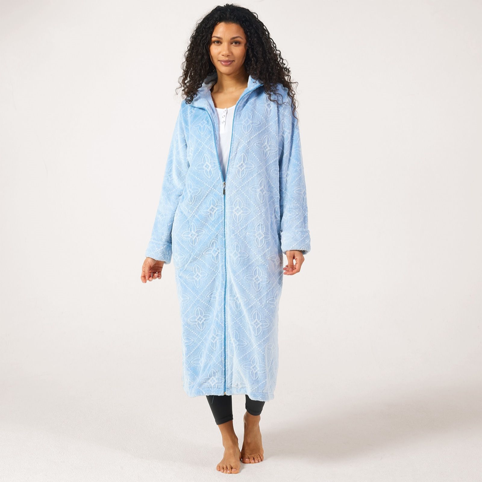 Carole Hochman Burnout Silky Plush Zip Robe
