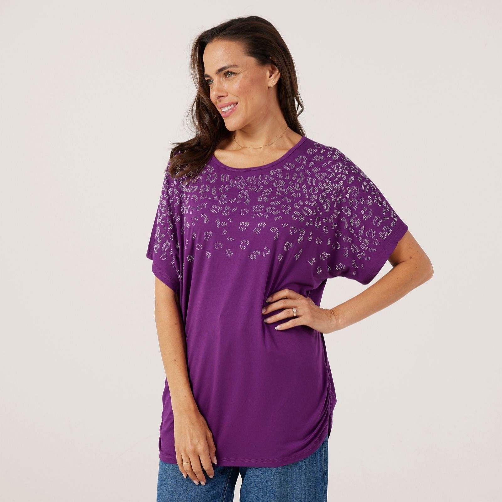 Frank Usher Elbow Sleeve Rushed Side Top