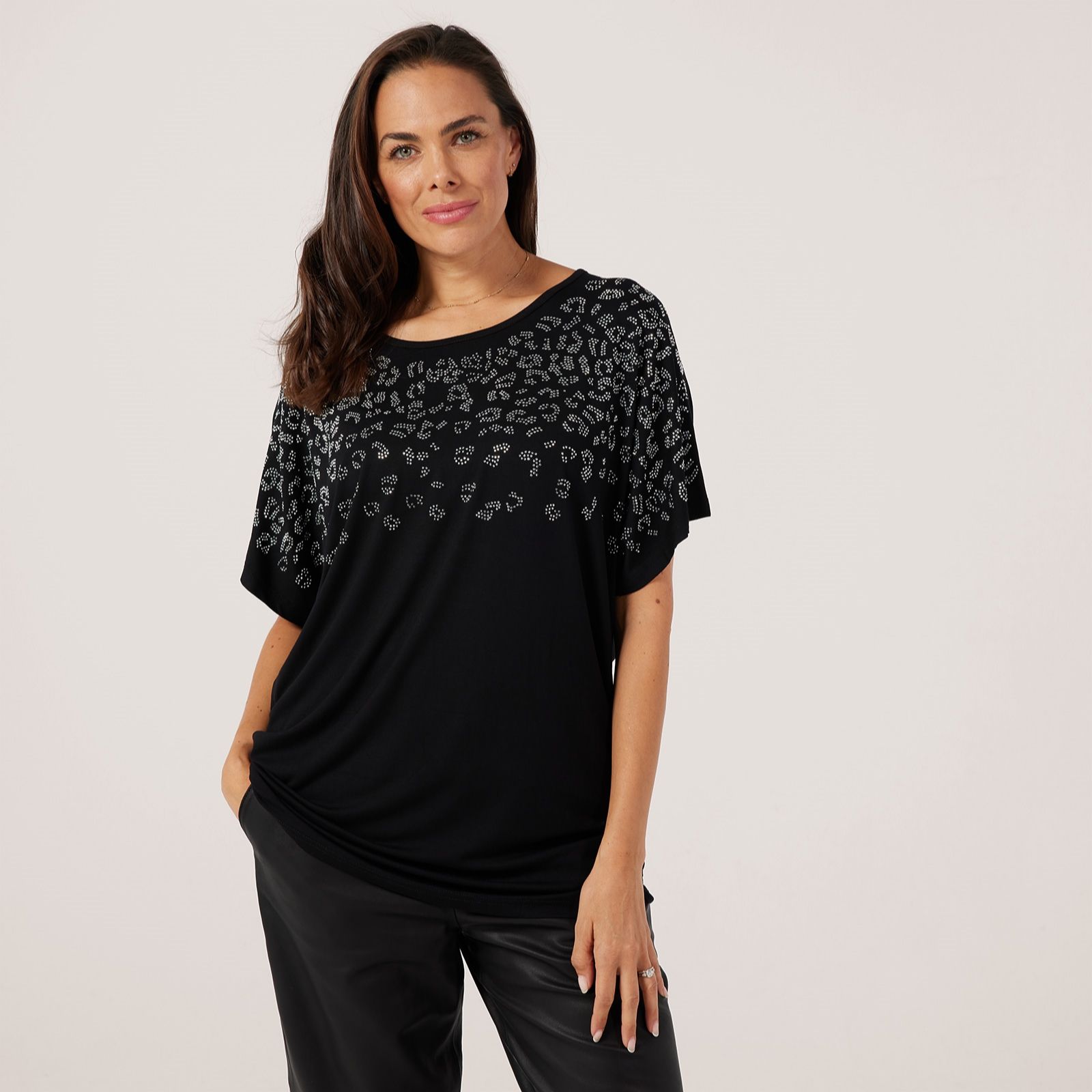 Frank Usher Elbow Sleeve Rushed Side Top