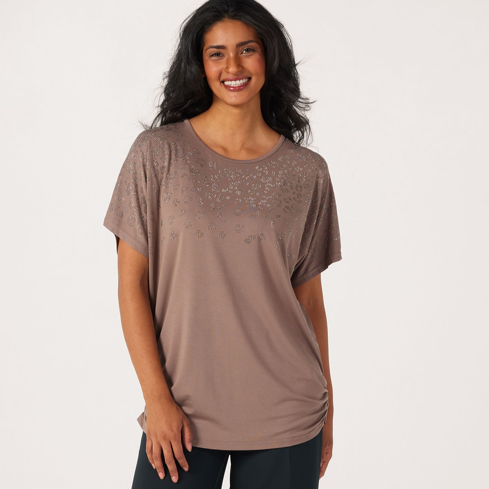 Frank Usher Elbow Sleeve Rushed Side Top