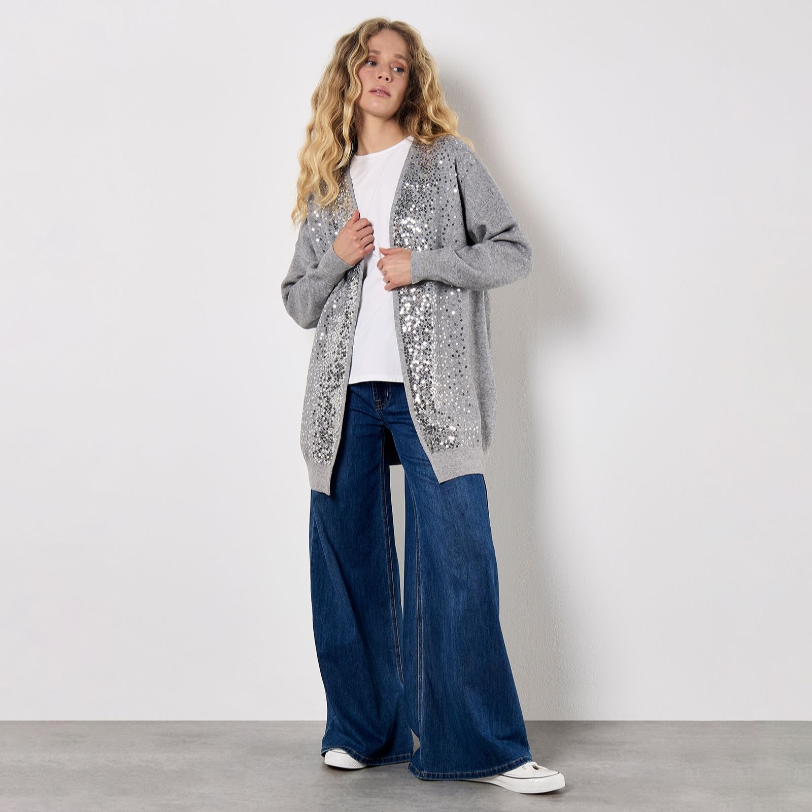 Apricot Sequin Edge Cardigan