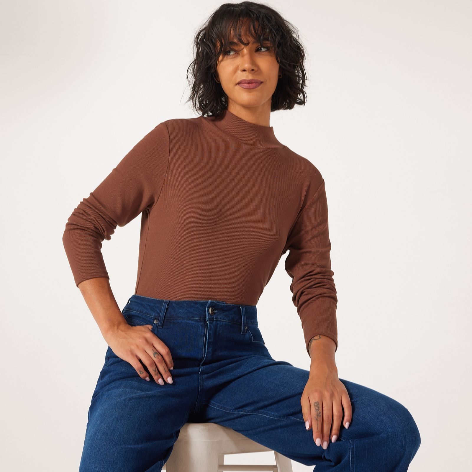 Ben De Lisi Rib Roll Neck Top