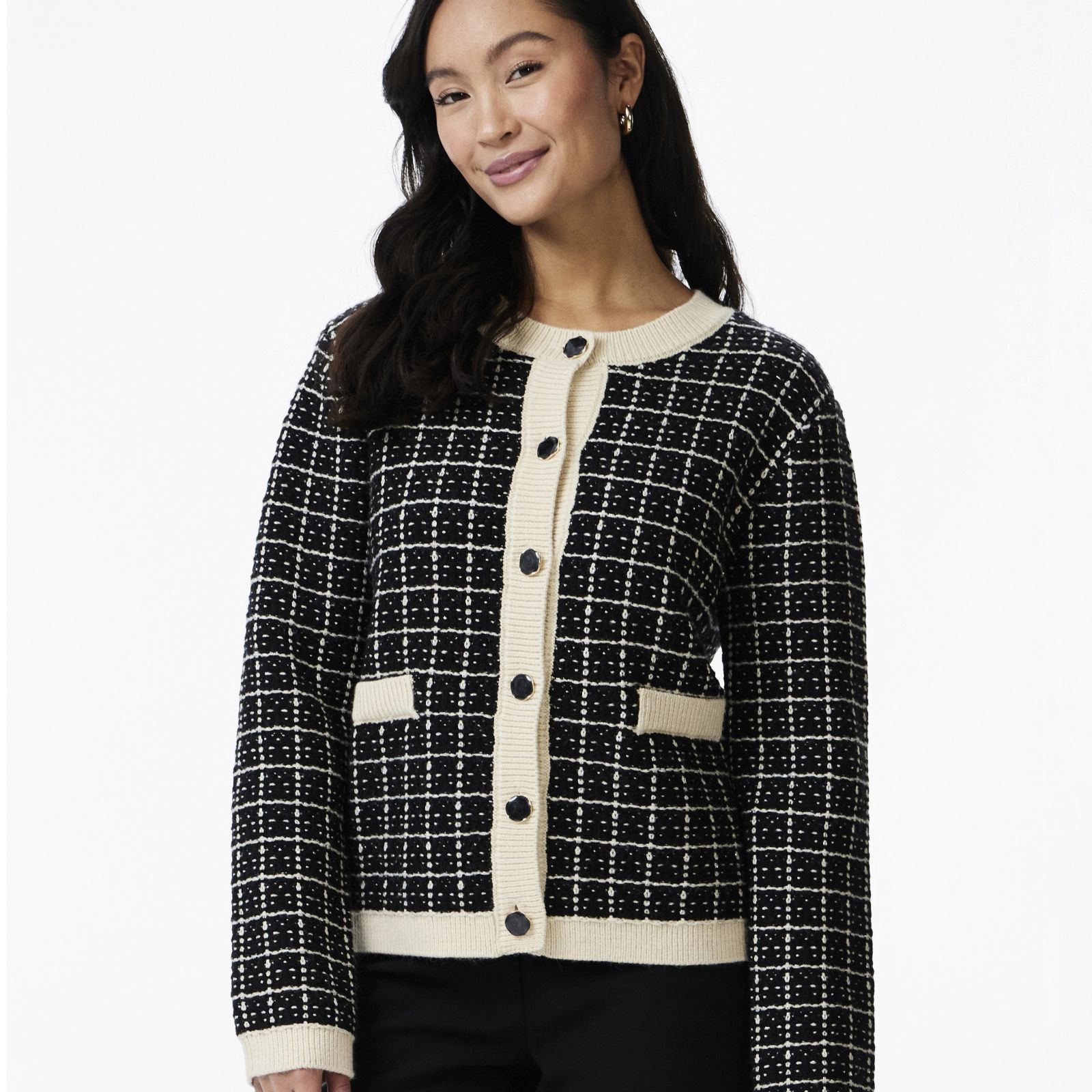 YAS Livia Check Knitted Cardigan