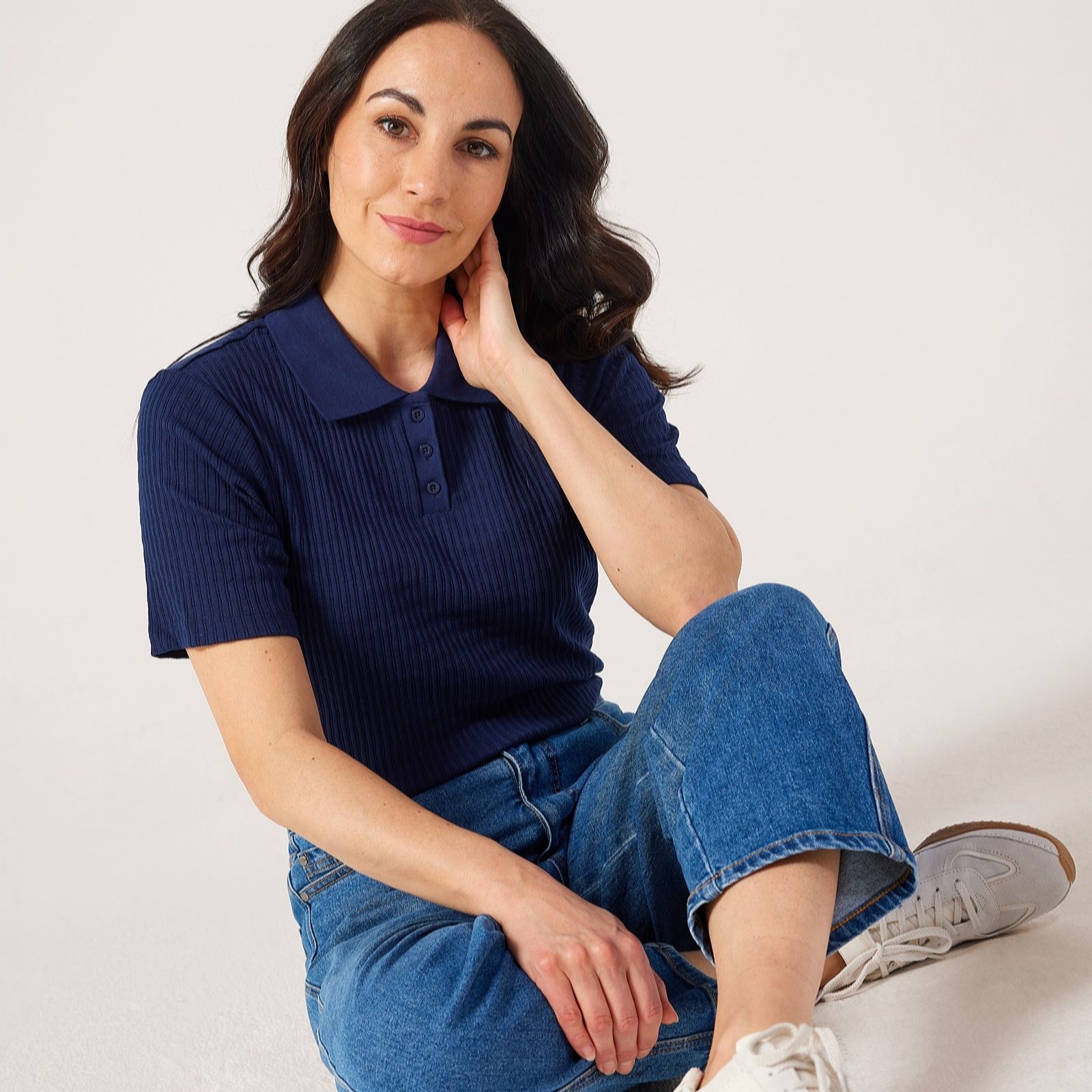 Denim & Co. Polo Neck Top