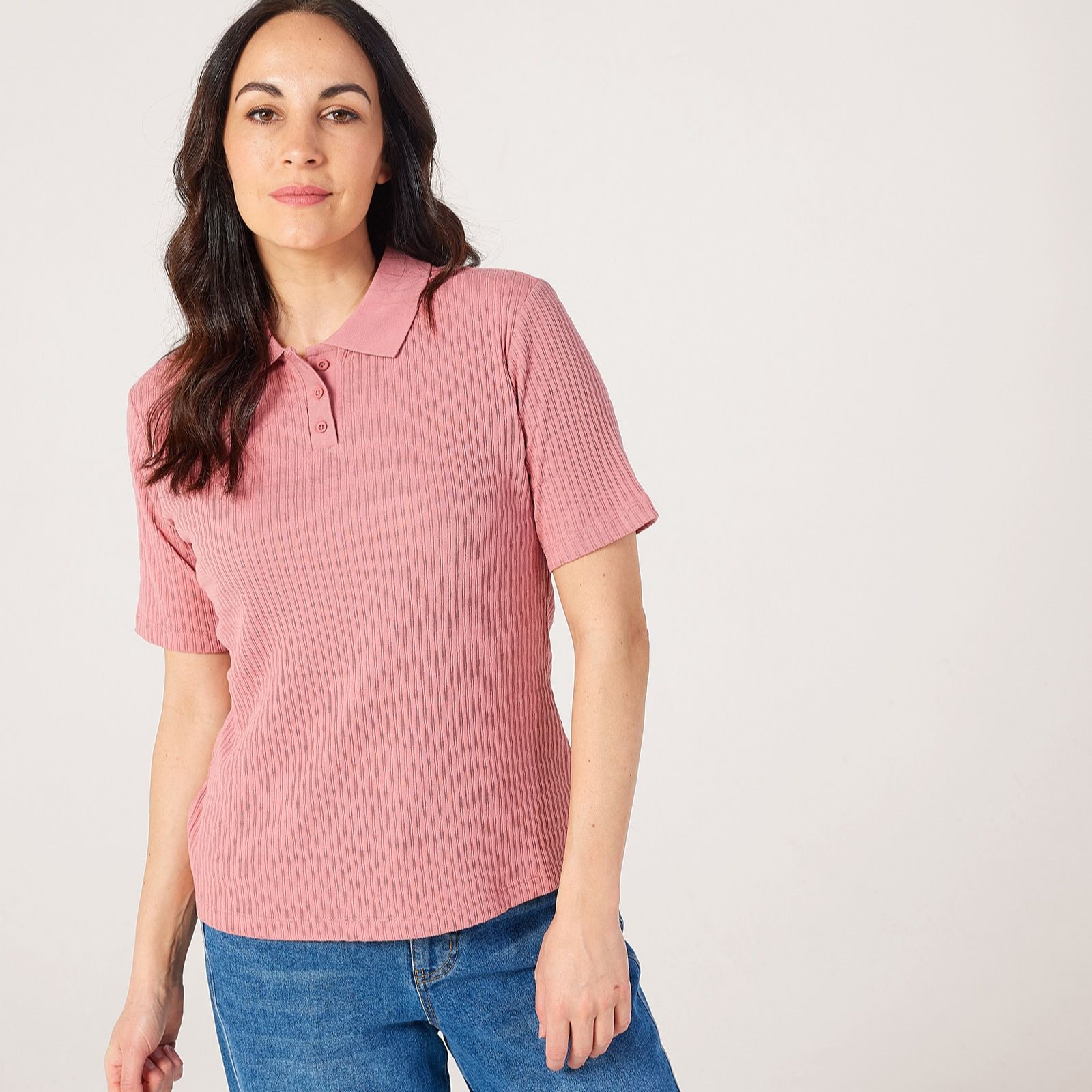 Denim & Co. Polo Neck Top