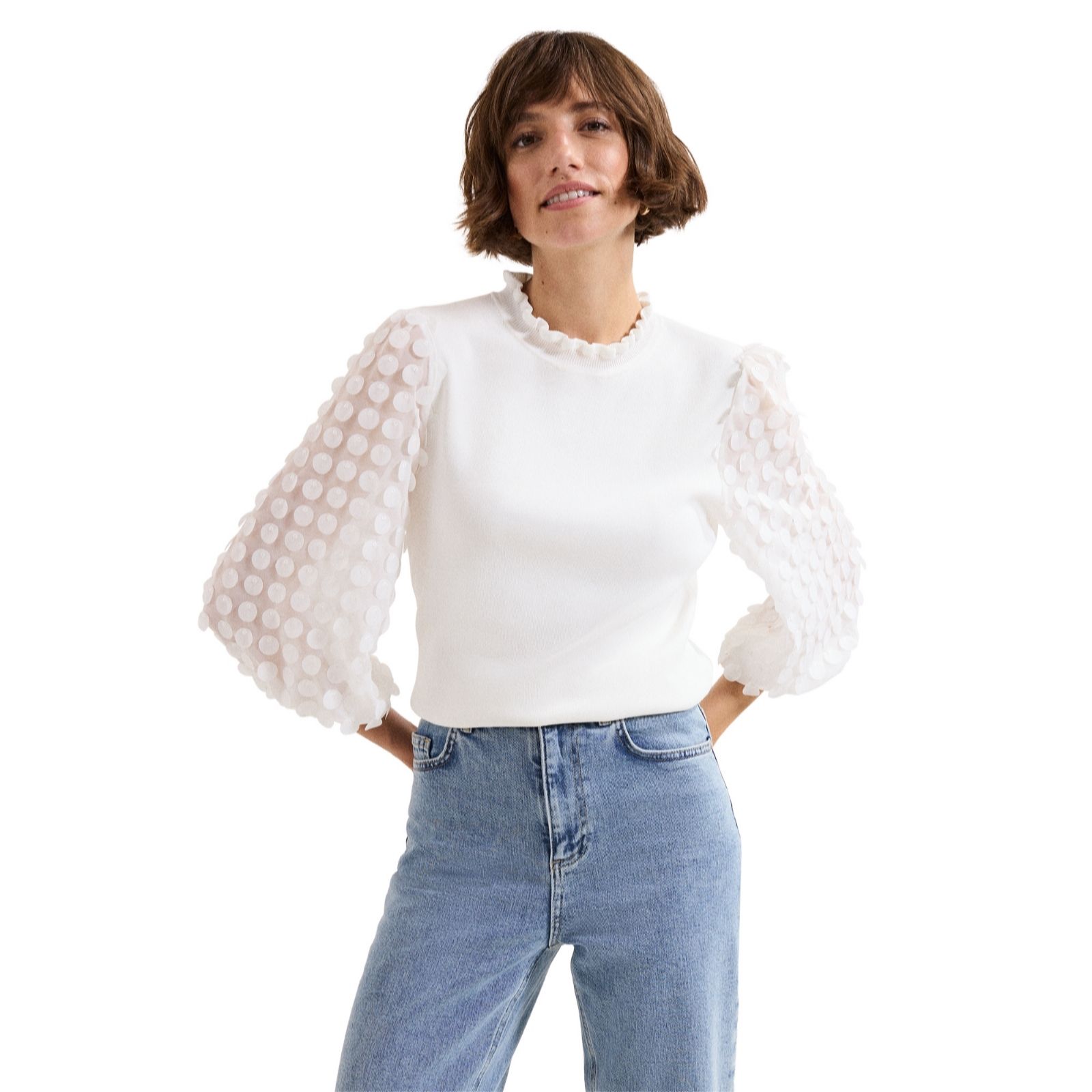 Phase Eight Shelly Textured Knitwear Top with Detailed Sleeves