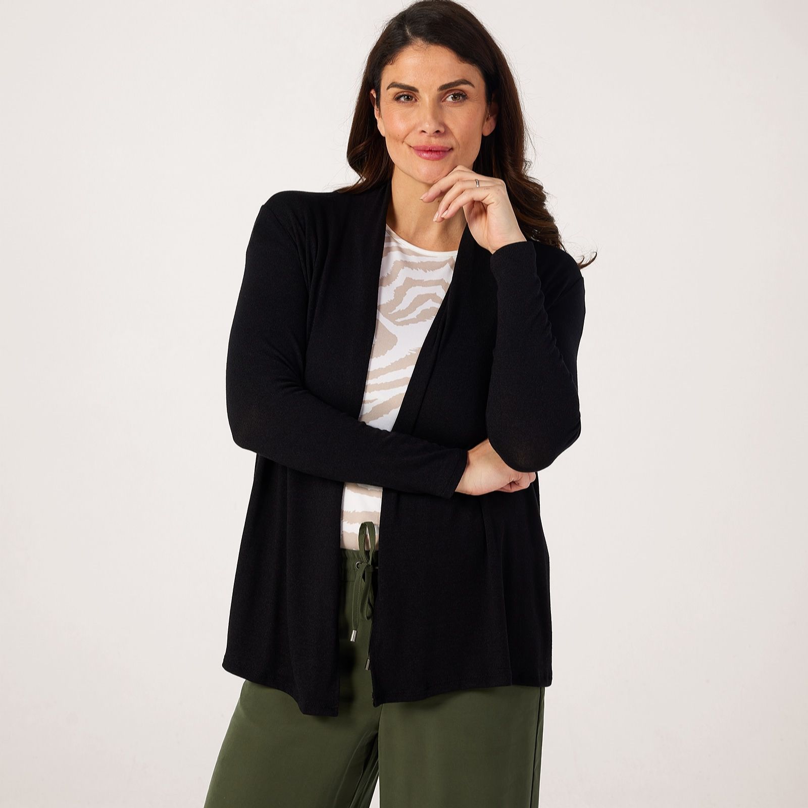 Kim & Co Fine Sweater Knit Edge To Edge Cardigan