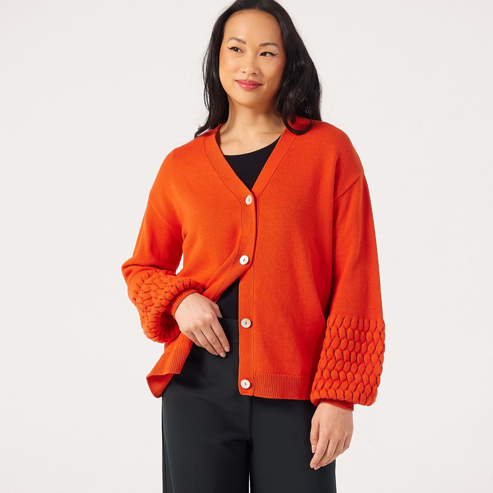 MarlaWynne Collection Softspun Herringbone Stitch Cardigan