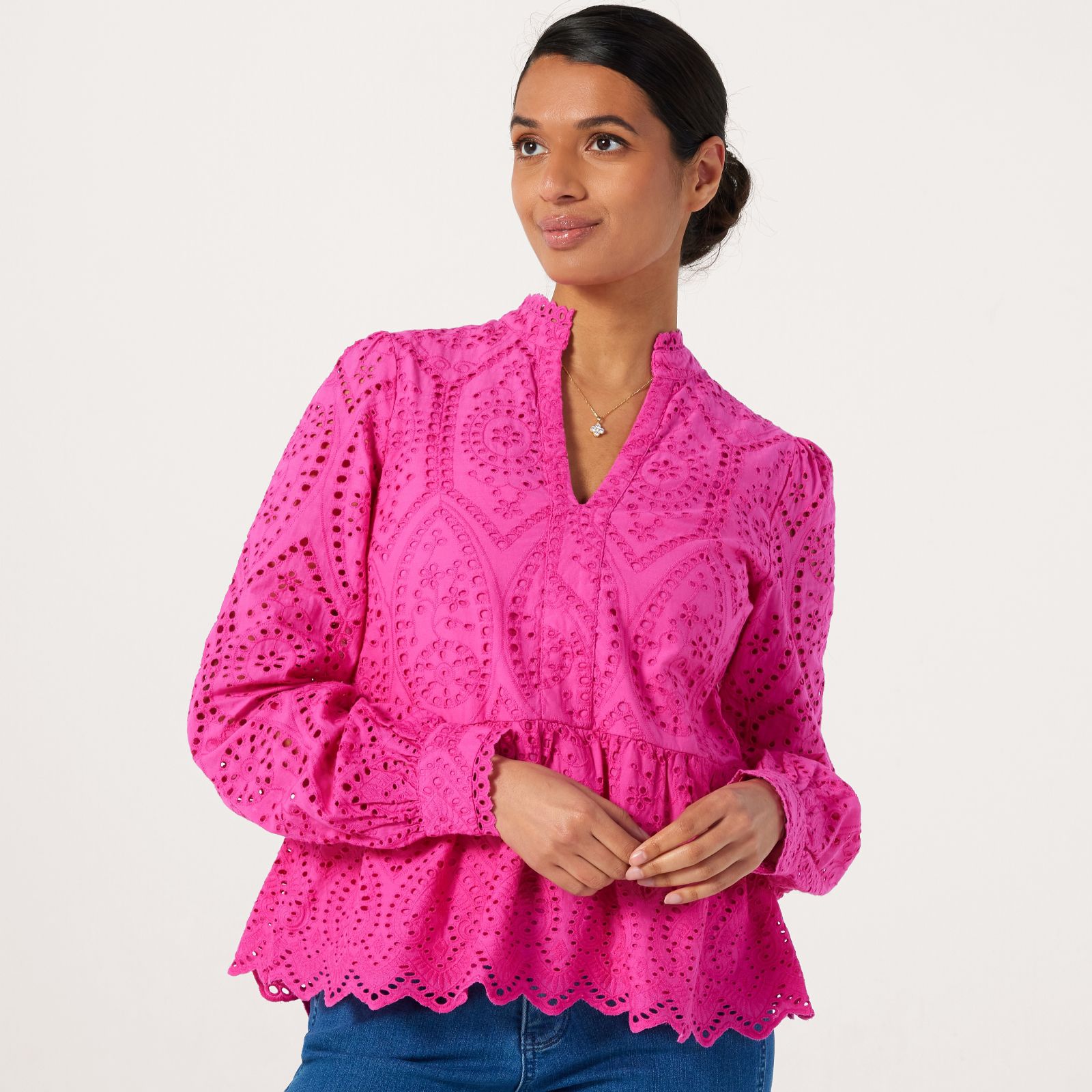 YAS Holi Broderie Long Sleeve Top