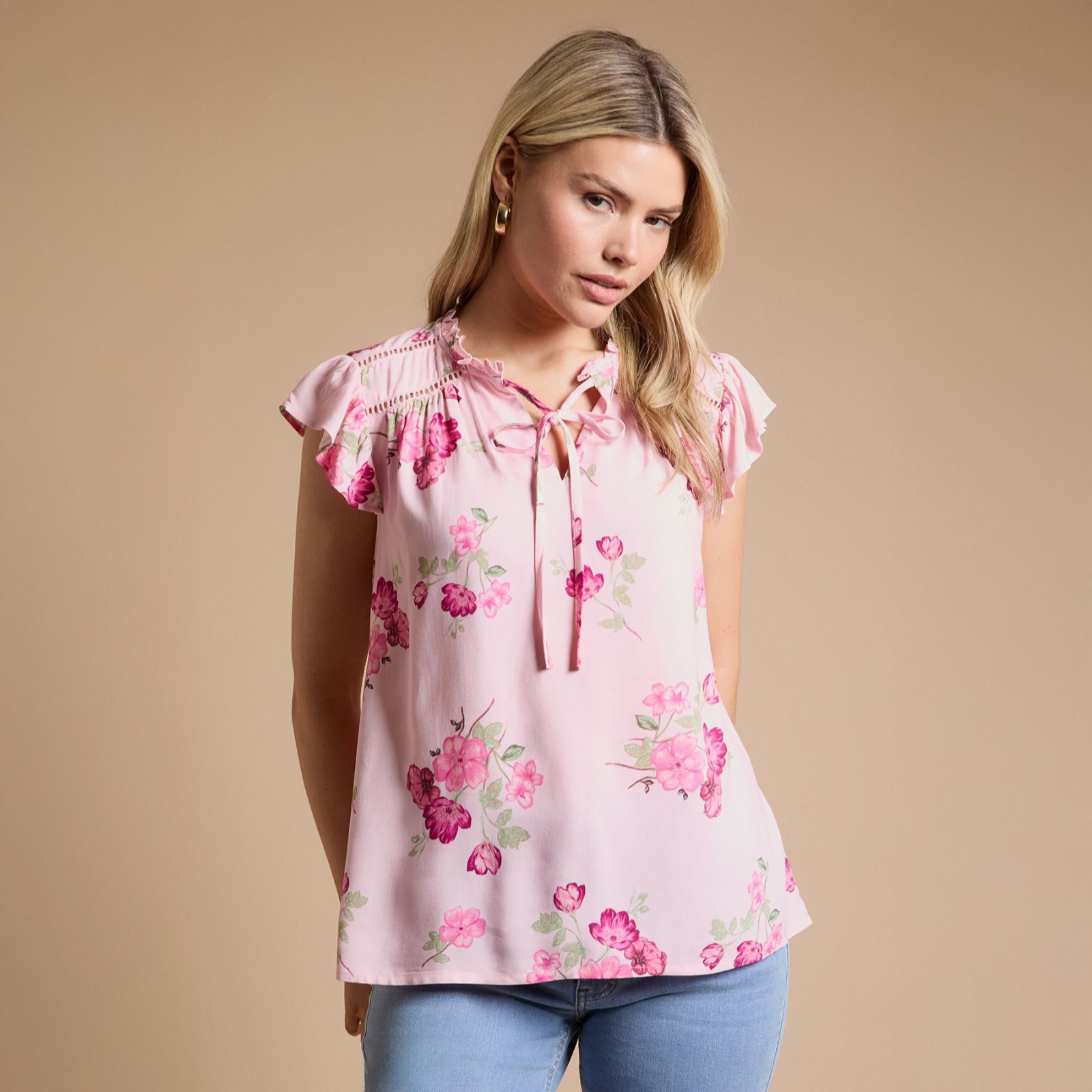 Dorthy Perkins Printed Lace Trim 100% Viscose Top