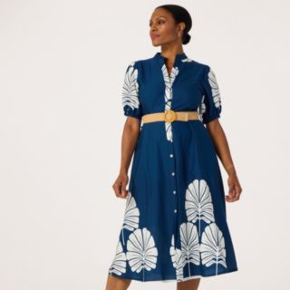 Izabel London Palm Print Dress with Belt
