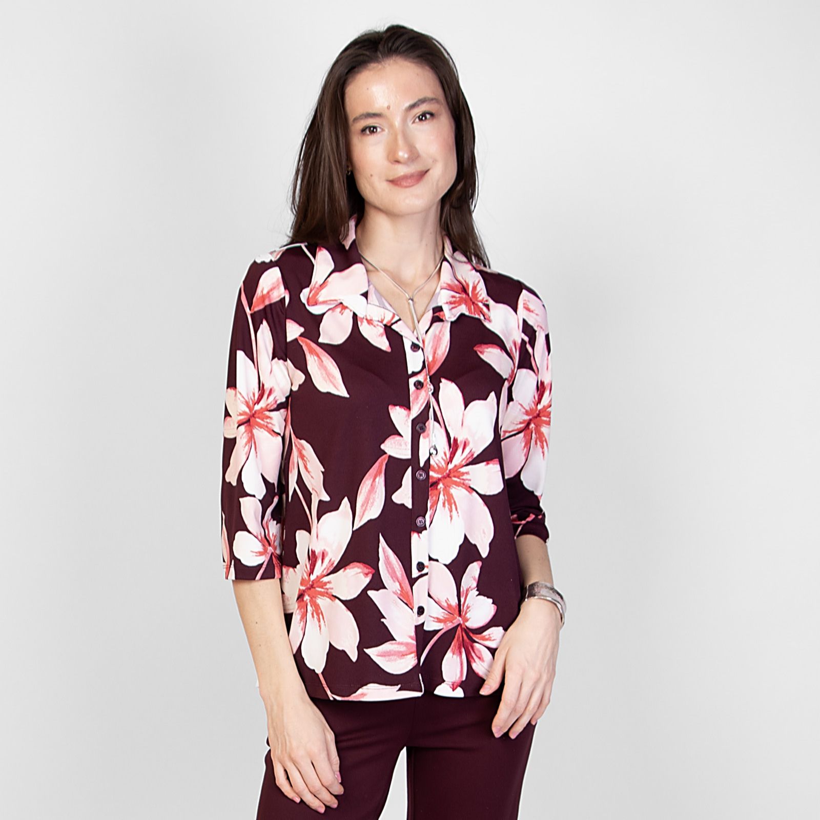 Kim & Co Printed Brazil Jersey 3/4 Sleeve Shirt