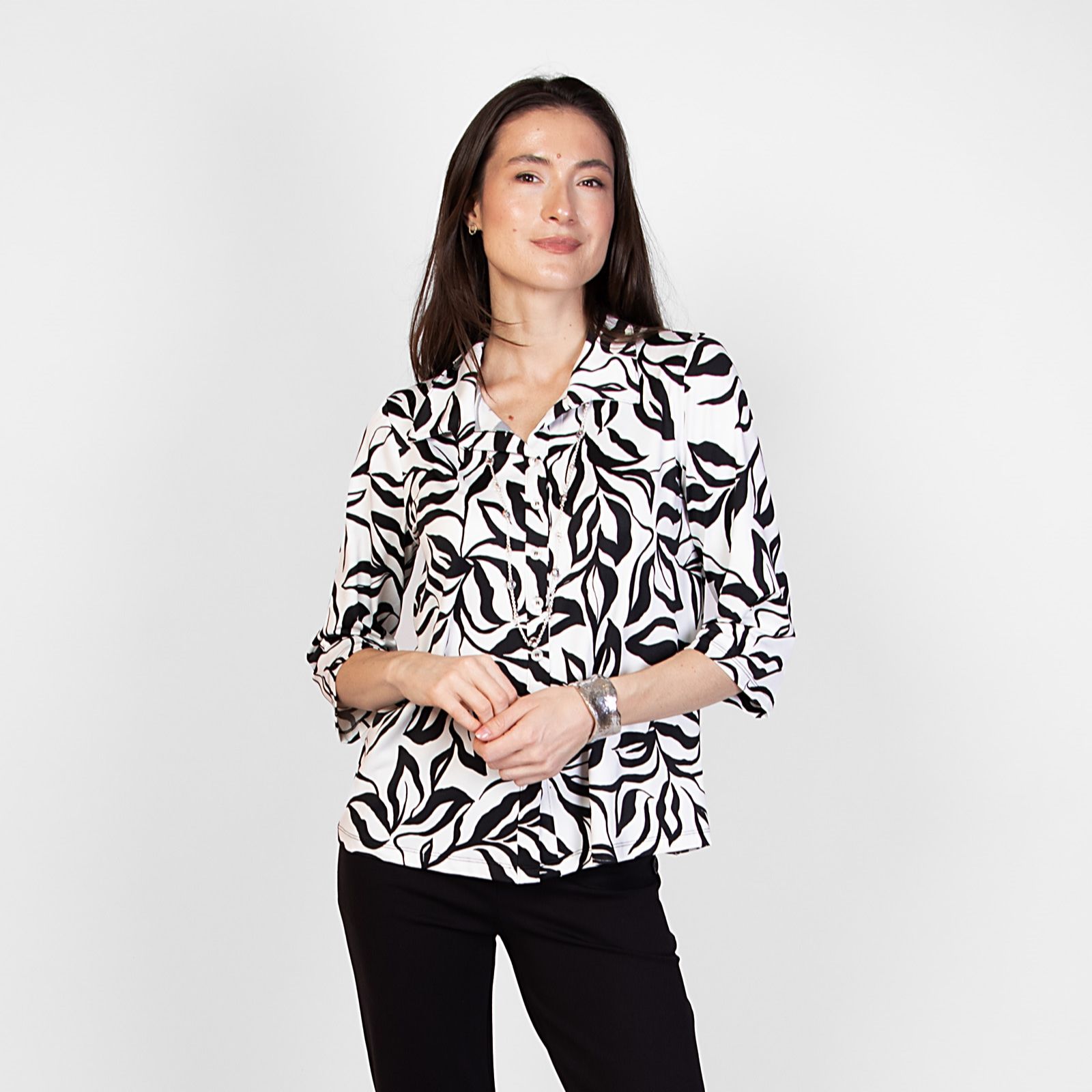 Kim & Co Printed Brazil Jersey 3/4 Sleeve Shirt