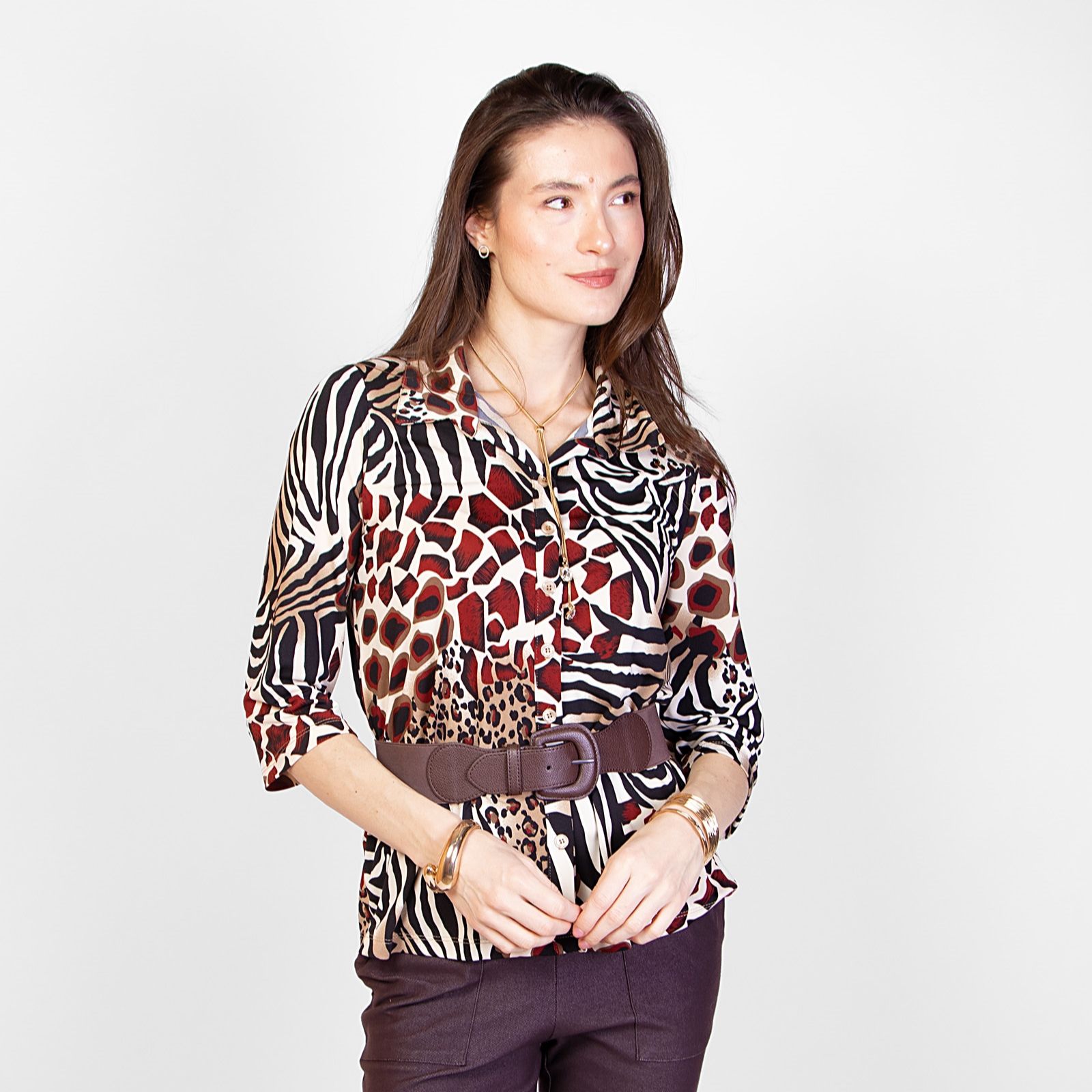 Kim & Co Printed Brazil Jersey 3/4 Sleeve Shirt