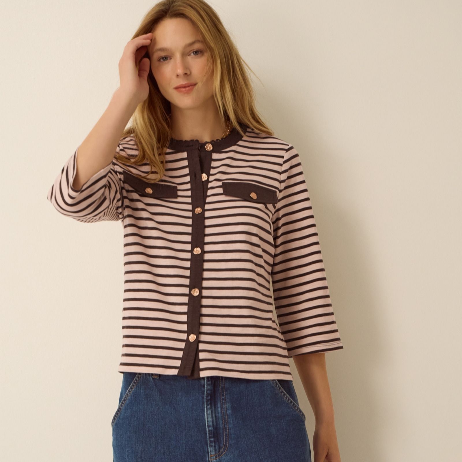  Monsoon Shania Stripe Jersey Top