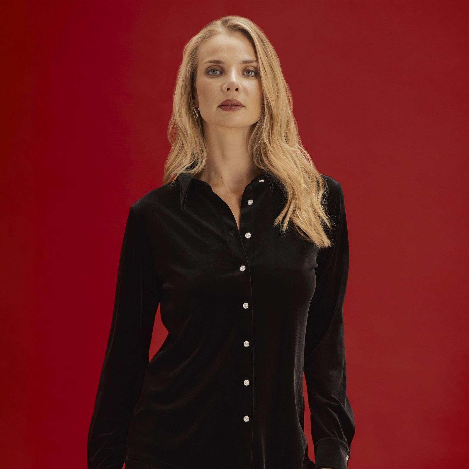 Finery London Sayge Stretch Velvet Shirt