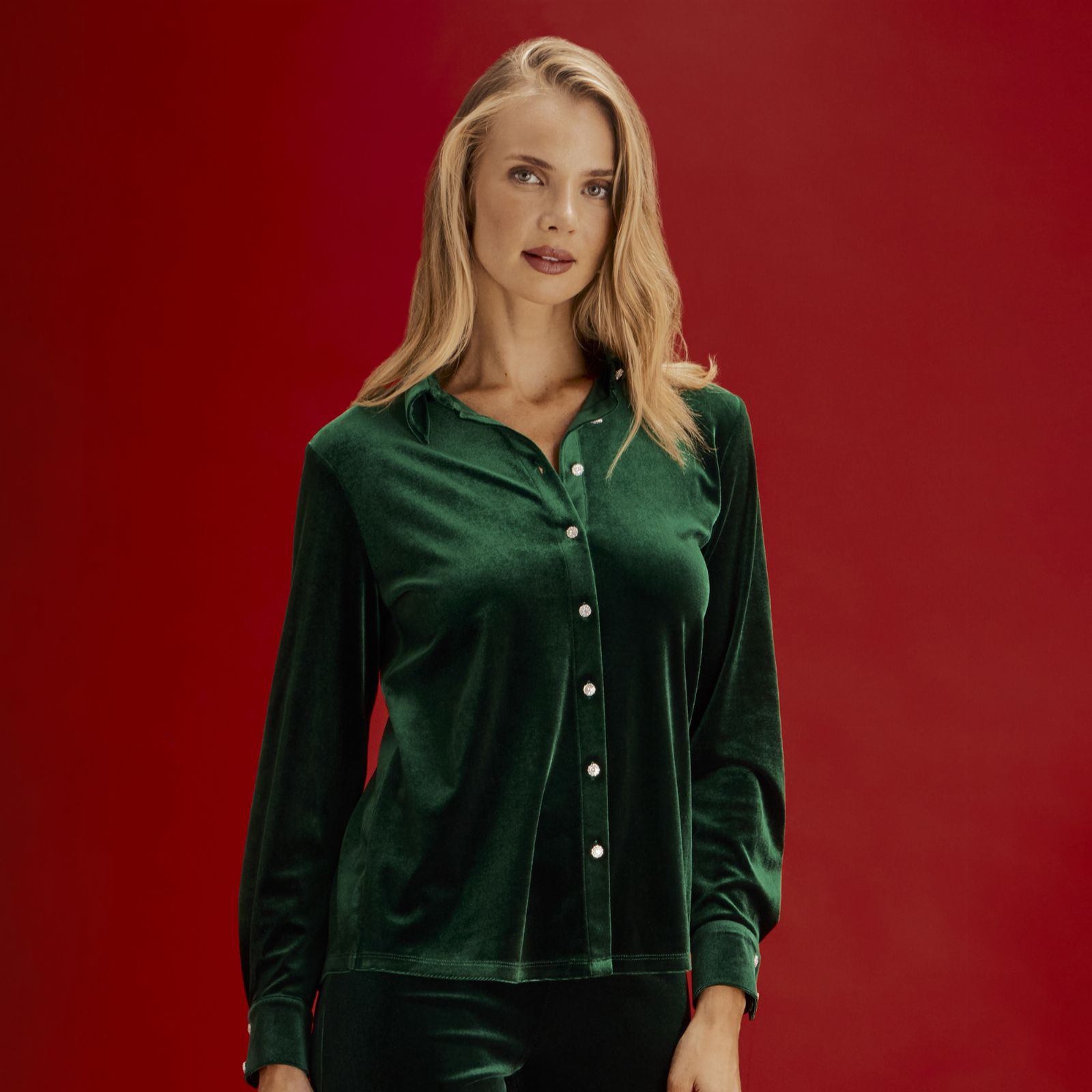 Finery London Sayge Stretch Velvet Shirt