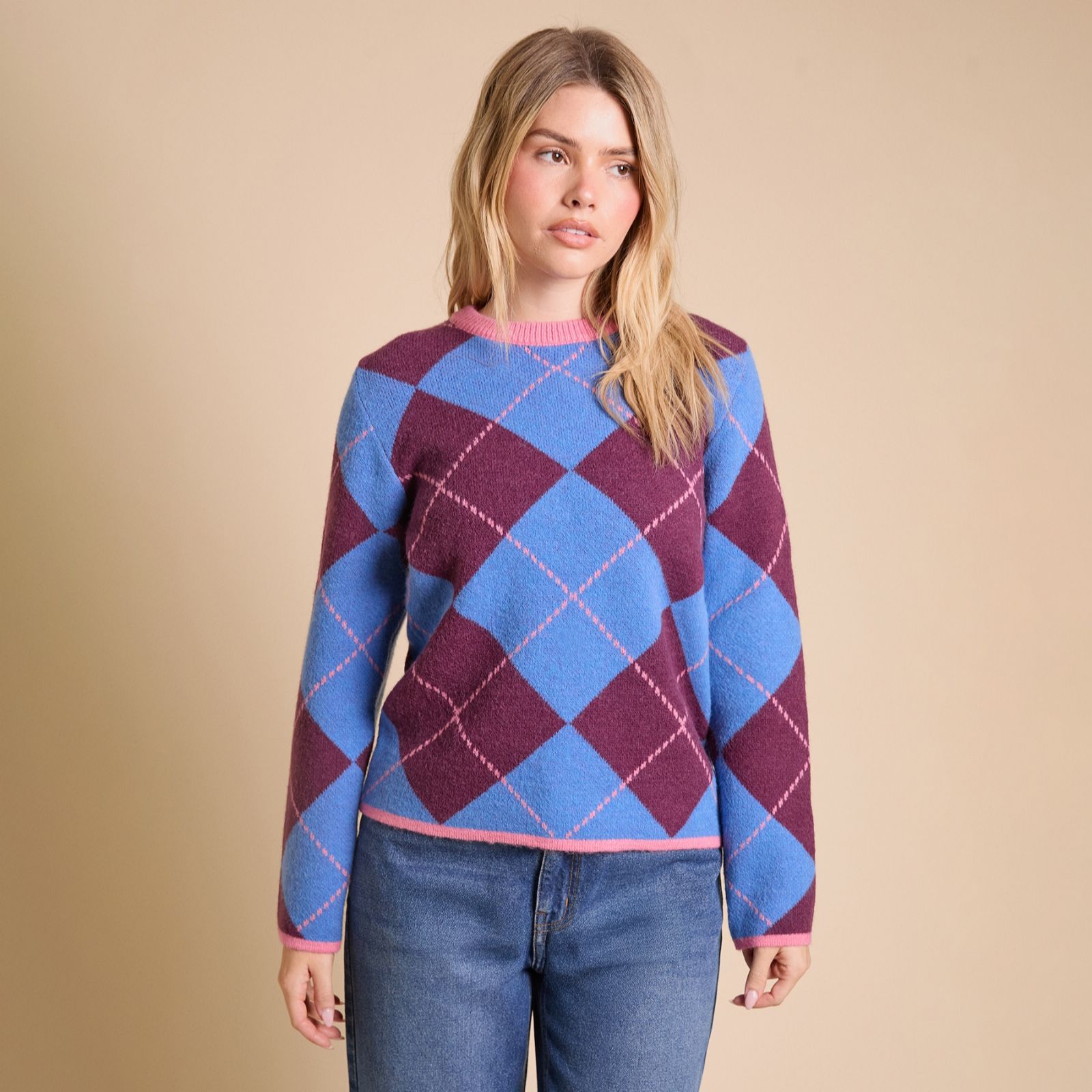 Dorothy Perkins Argyle Crew Neck Jumper