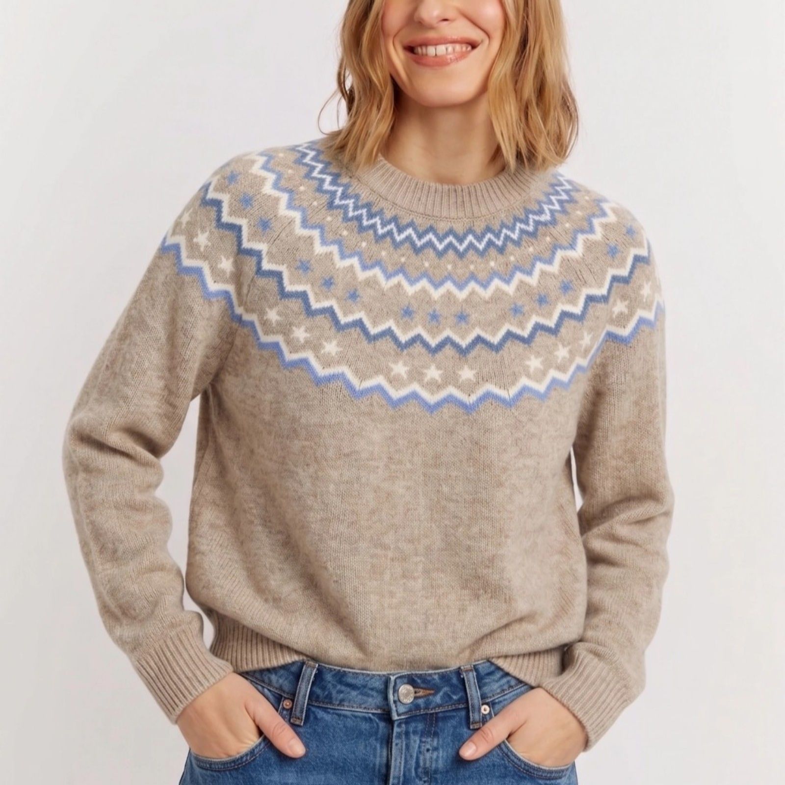 Chinti & Parker Wool Cashmere Blend Fairisle Design Jumper