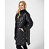 Nuage Faux Leather Diamond Quilted Jacket Knit Collar Zipper Side Vents