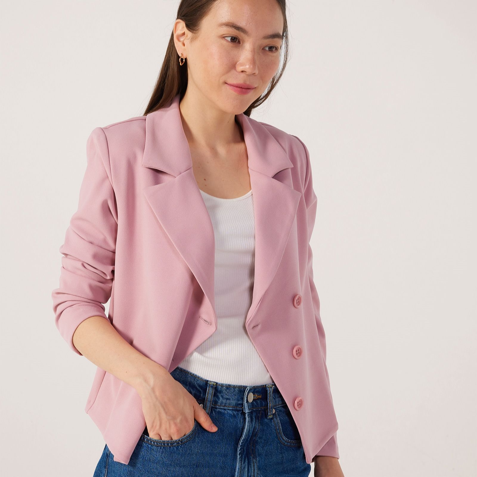 Kim & Co Ponte Crepe Double Breasted Jacket