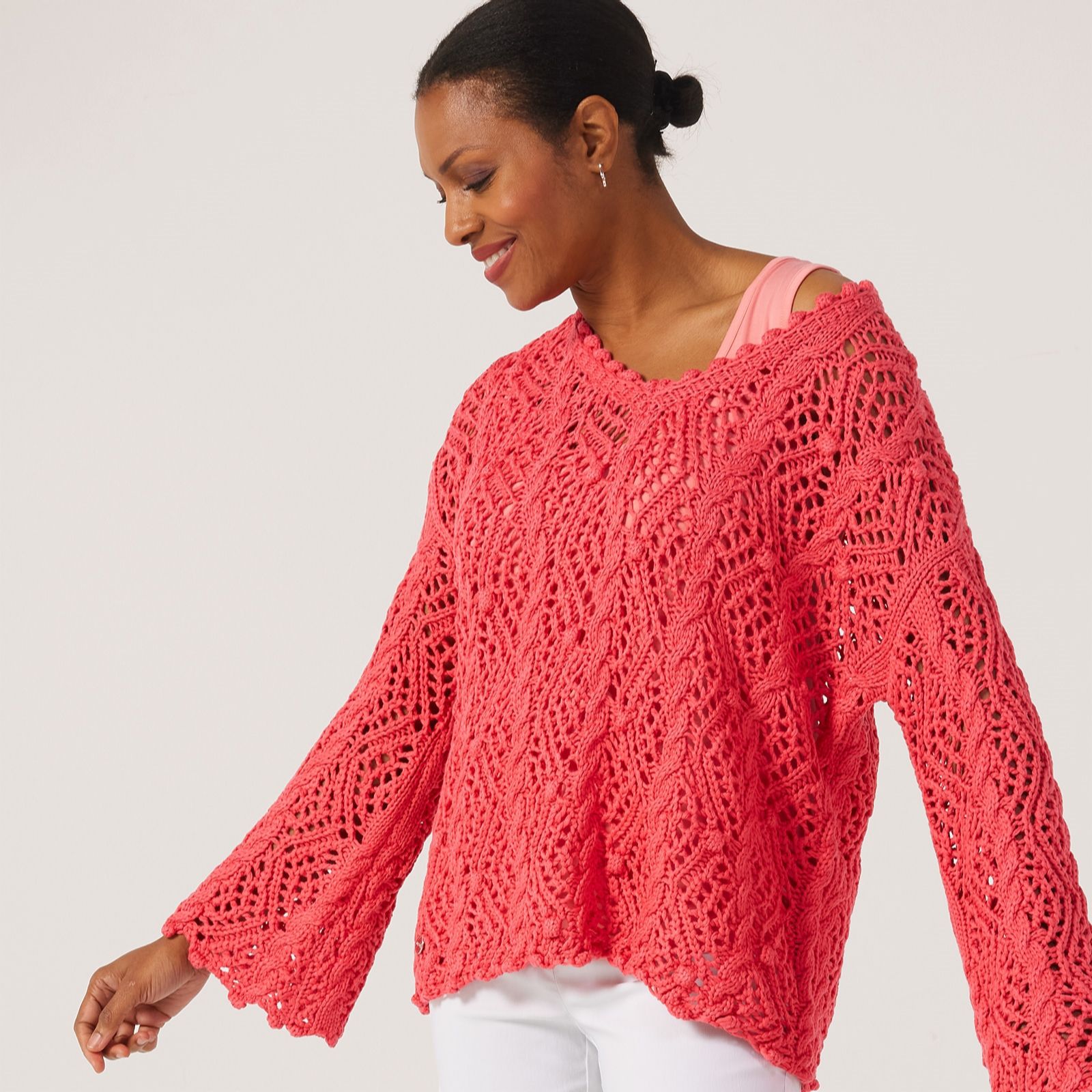 Malissa J Open Crochet Knit Jumper